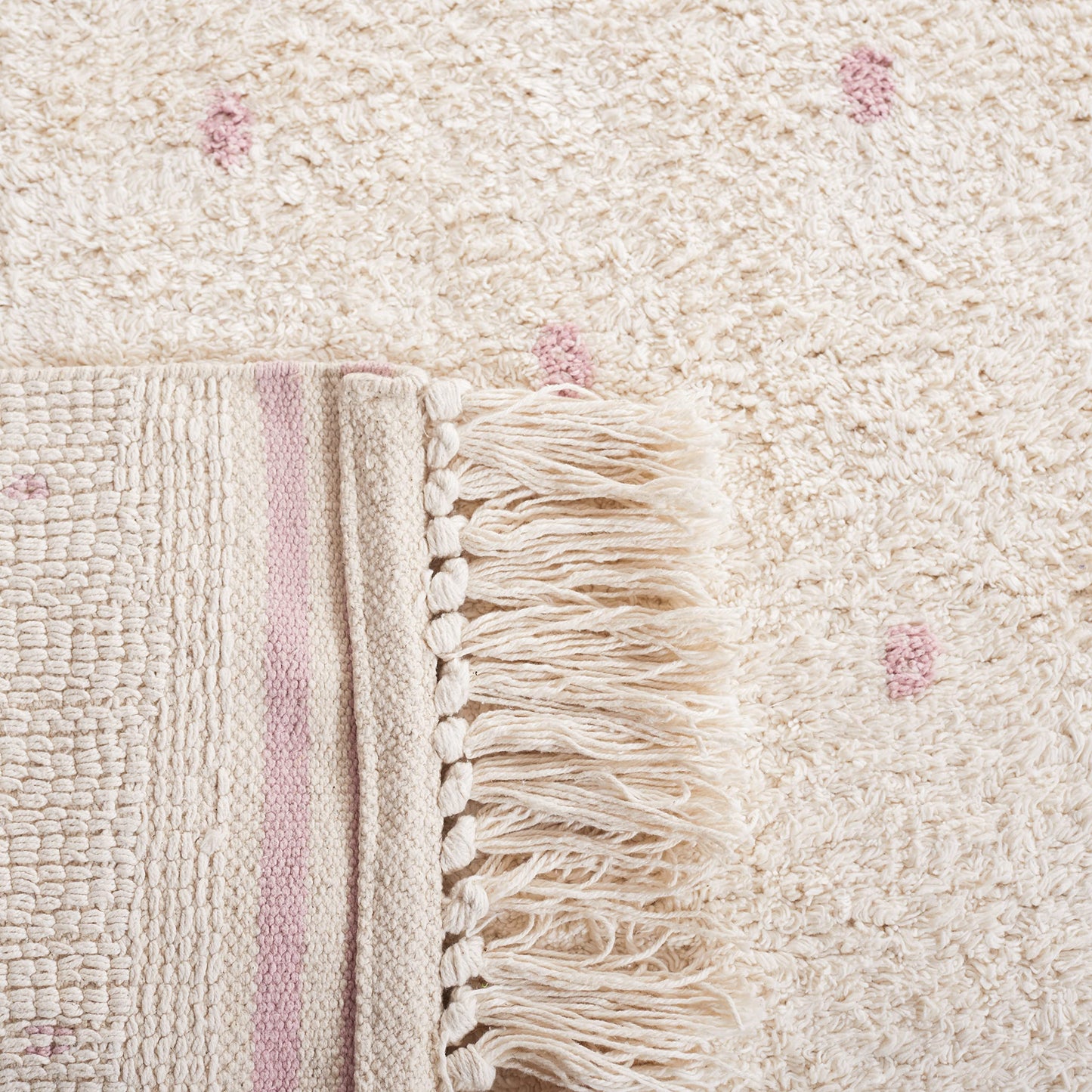 SAFAVIEH Washable Rug Easy Care Collection - 4' x 6', Ivory & Pink, Handmade Cotton, Easy to Clean, Ideal for Foyer, Kitchen, Nursery, Office, Bedroom (ECR212U)