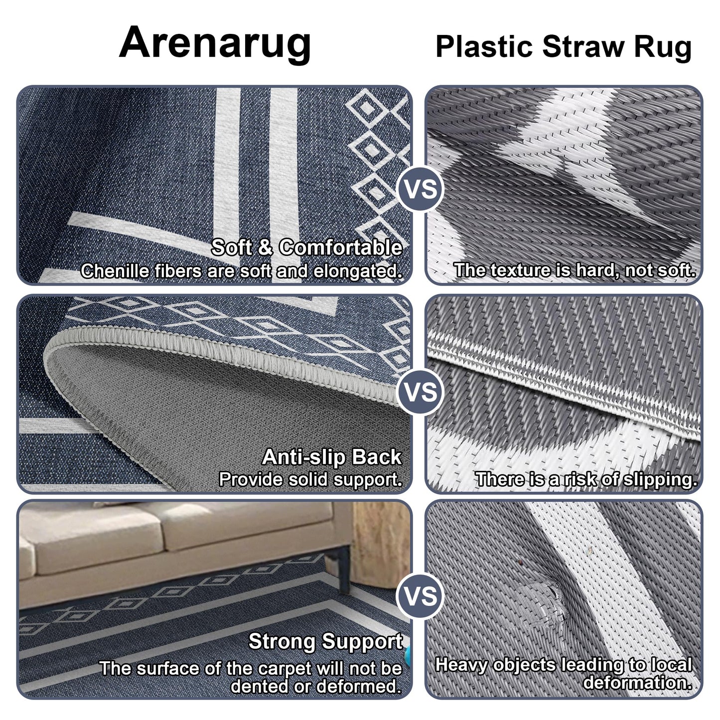 Arenarug Outdoor Patio Rug, Outside Rectangular Carpet, Moroccan Geometric Rugs, Washable Large Indoor Outdoor Rug 8x10 Mats for RV, Picnic, Backyard, Deck, Balcony, Porch, Beach
