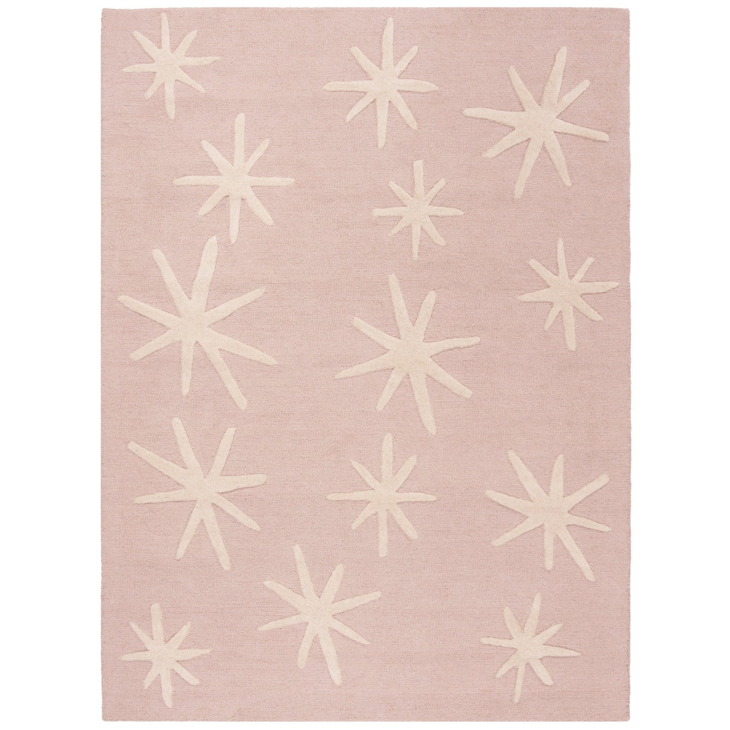 SAFAVIEH Area Rug 8x10 - Kids Collection - Large - Pink & Ivory, Handmade Wool, Starburst Design, Ideal for Bedroom, Playroom, Nursery, Boys & Girls Room (SFK908P)