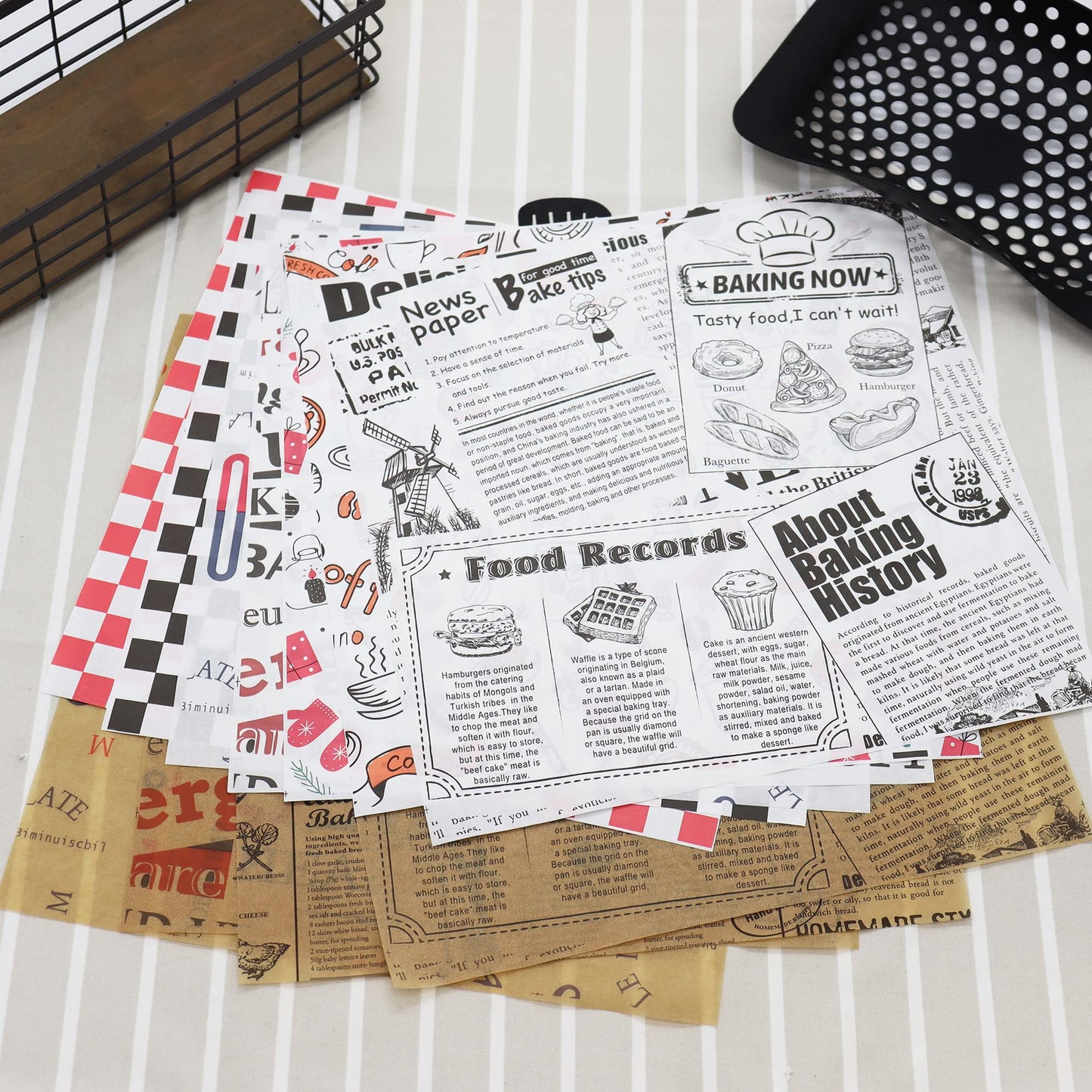Premium Deli Paper 12"x12"- 200 Pack - Water & Grease Resistant, Greaseproof Liners for Food Boats - Pre Cut Deli Sandwich Wrappers - Food Basket Sheets for BBQ, Picnic, Tray Liner