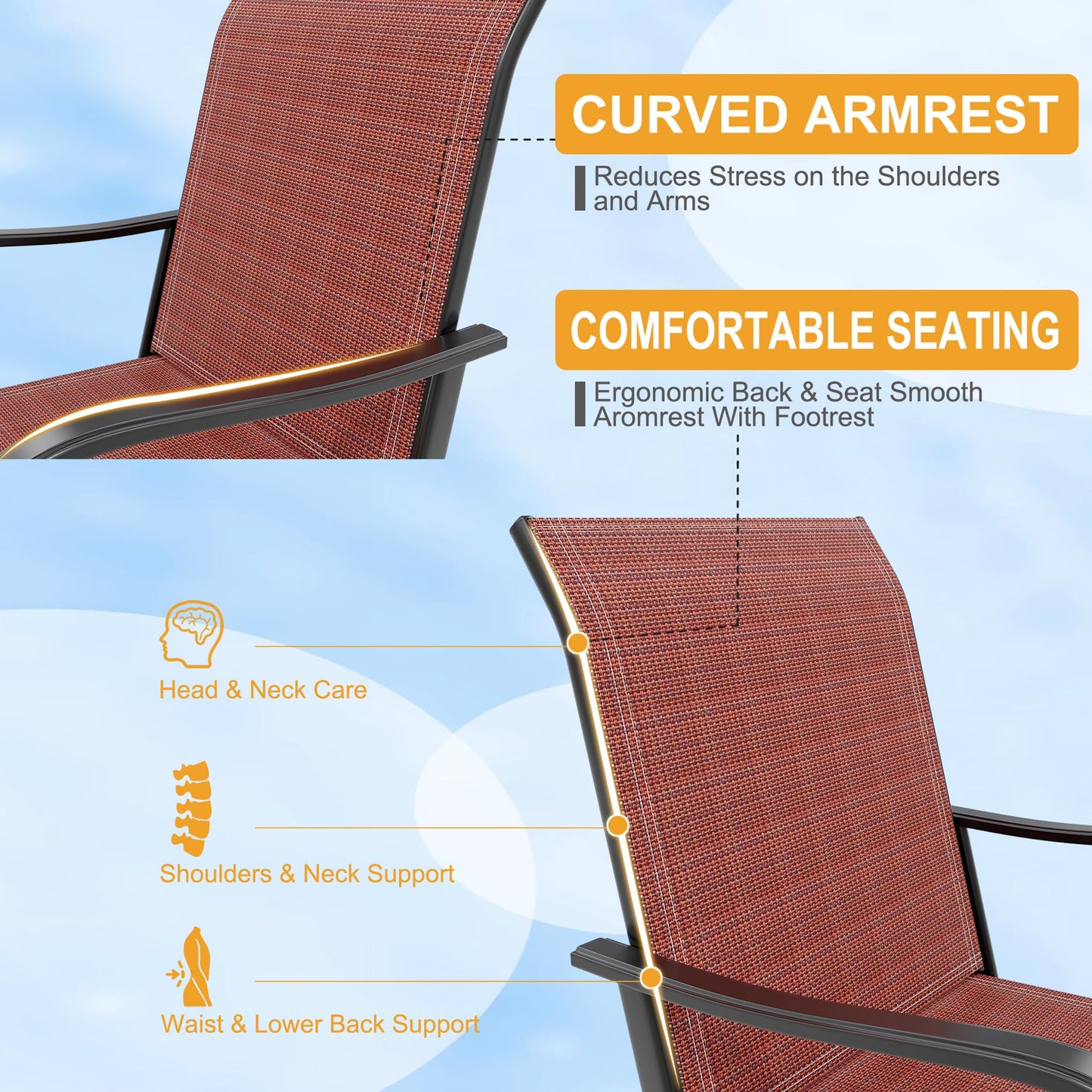 Outdoor Swivel Bar Stools Set of 2, Bar Height Patio Chairs with High Back & Armrest, All-Weather Textilene Fabric 360° Swivel Tall Barstools for Patio, Deck, Backyard, Garden