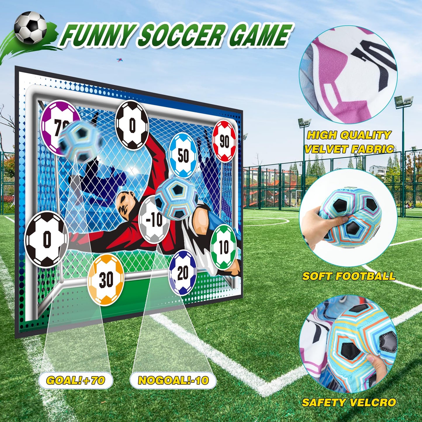 Soccer Ball Game Set for Kids: Indoor Outdoor Backyard Toss Soccer Goal Game with Balls - Sports Soccer Toys for Kids Boys for 3 4 5 6 7 8 Year Old - Birthday Gifts for Boys Girls Age 3-12