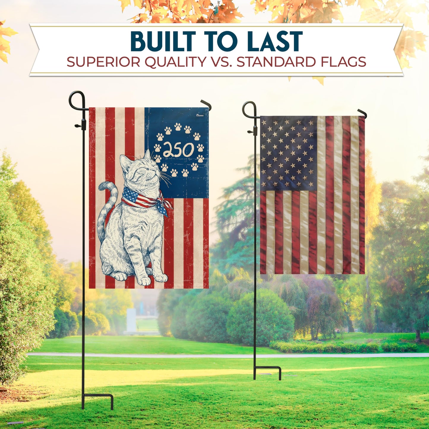 FLAGWIX American Patriotic Cat Garden Flag - Polyester Double-sided Yard Flags For Outside Garden Flag (11.5" x 17.5") - 4th of July Decorations for Home Yard Garden Decor Banner, Gifts For Men Women