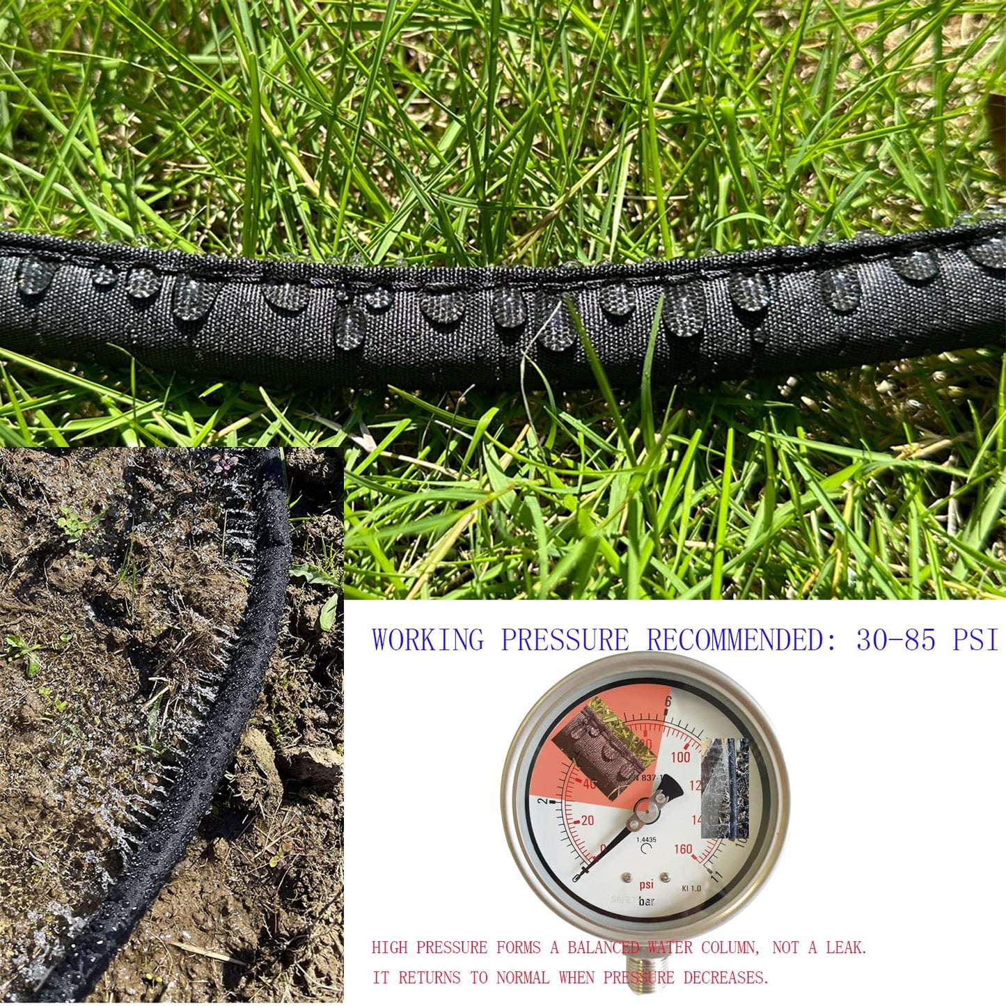 Hlinker Flat Soaker Hose 100 FT for Garden Beds, 50Ft 2Packs 1/2" Linkable Consistent Drip Irrigation Hose Save 80% Water, Leakproof Heavy Duty Double Layer Sprinkler Hose