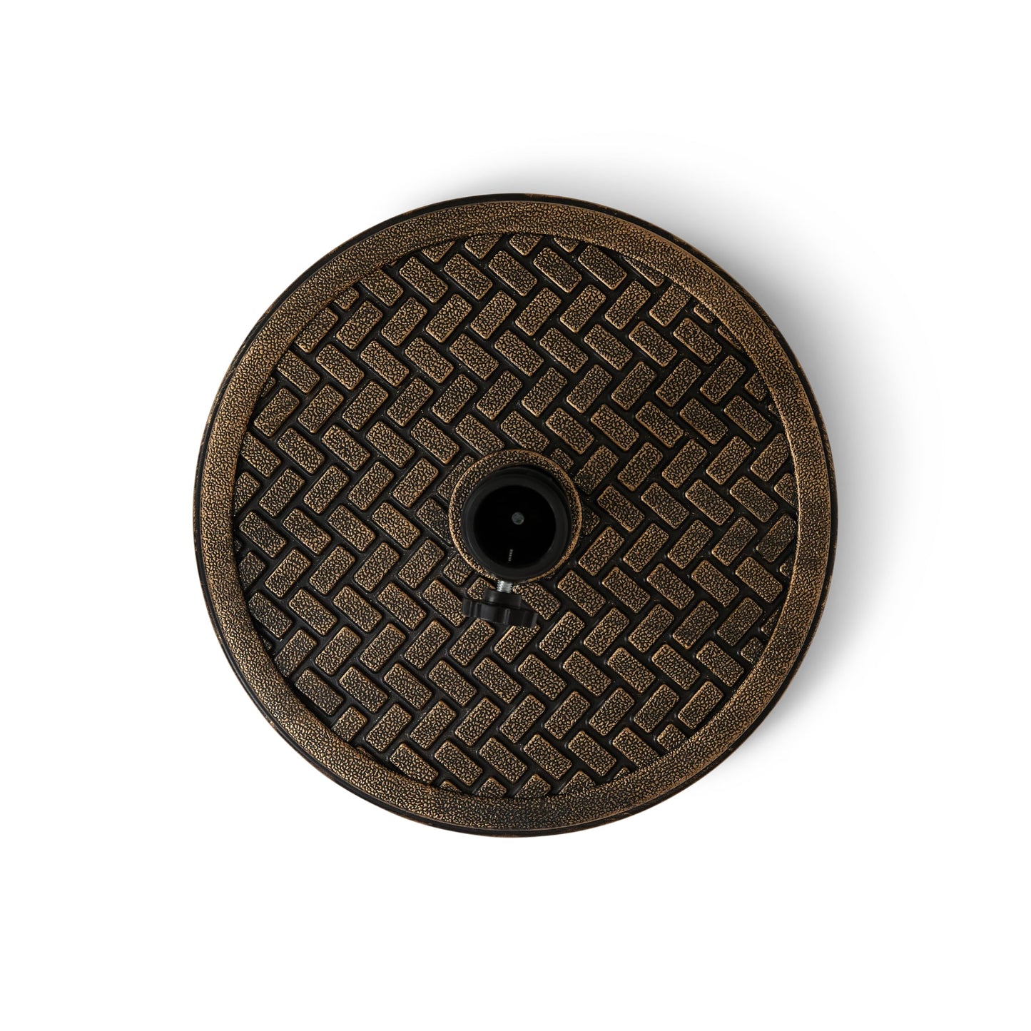 Backyard Expressions 26.5 Lb Umbrella Stand, Patio Umbrella Base, 15 in Diameter, Bronze
