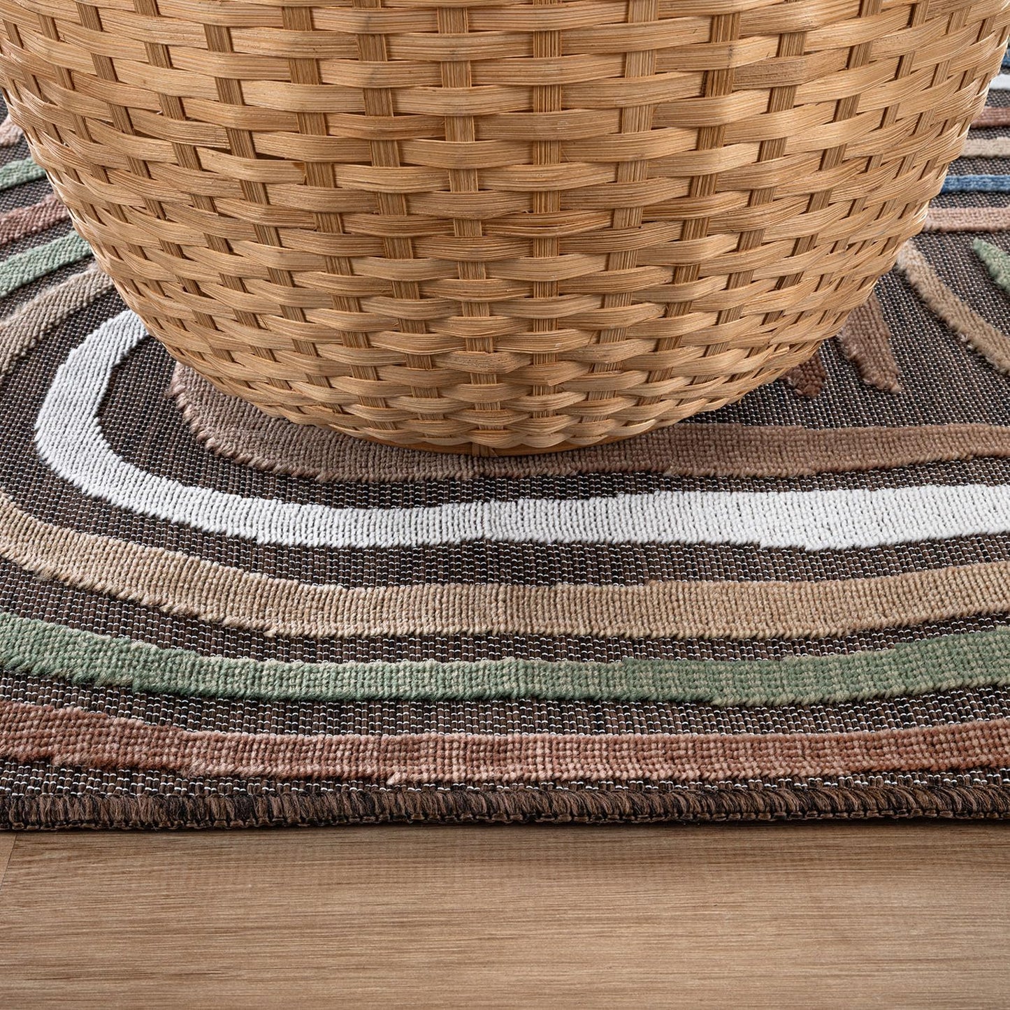 CAMILSON Indoor Outdoor Rug, Brown 9x12 Geometric Arch Striped Large Area Rugs for Patio and Home Areas, Easy-Cleaning Non-Shedding Living Room, Garden and Deck Washable Outside Carpet (9 x 12)