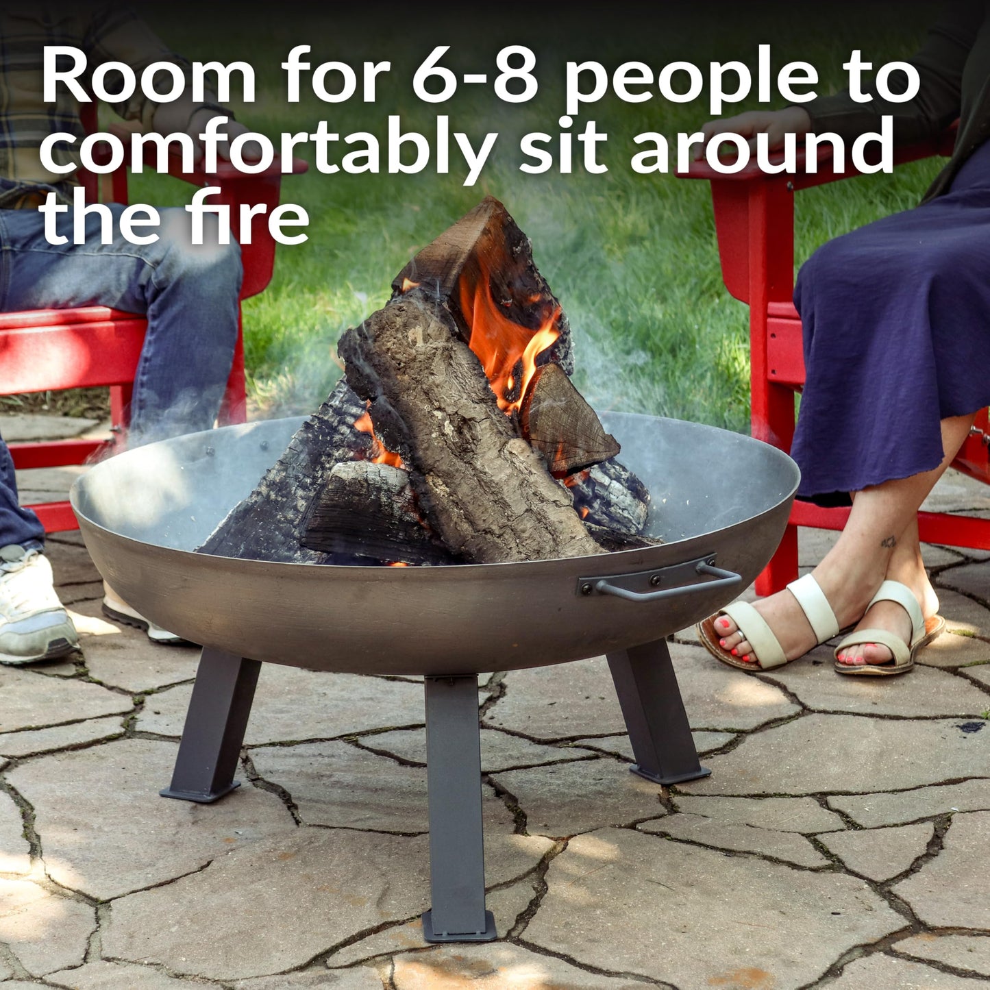 Sunnydaze 30-Inch Cast Iron Heavy Duty Fire Pit for Outside - Wood Burning Outdoor Fire Pit Bowl with Handles - Gray