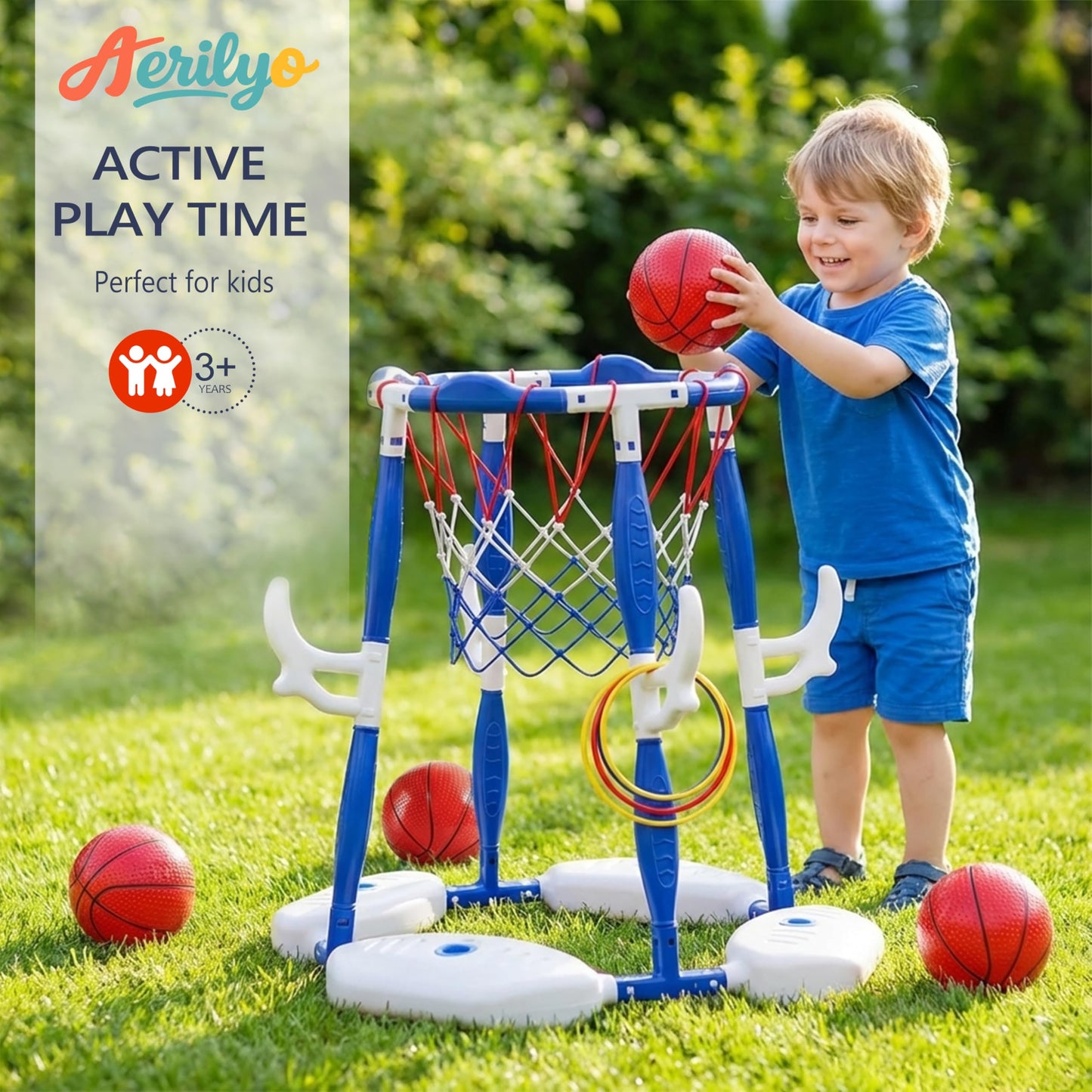 Aerilyo 2 in 1 Pool Basketball Hoop, Pool Toys Swimming Pool Games for Kids Adults Family Party Birthday Games Toys