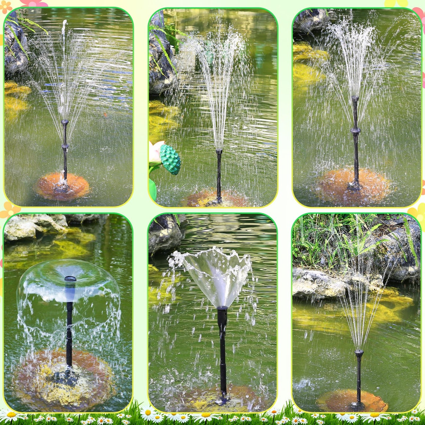 AMZtime 20W Solar Fountain Pump with 2500mAh Battery and 12 LED Lights, Solar Powered Water Pump for Bird Bath, Pond, Garden, Fish Tank, and Waterfall, Long Cord, Easy DIY Setup, 2026 Upgraded Version
