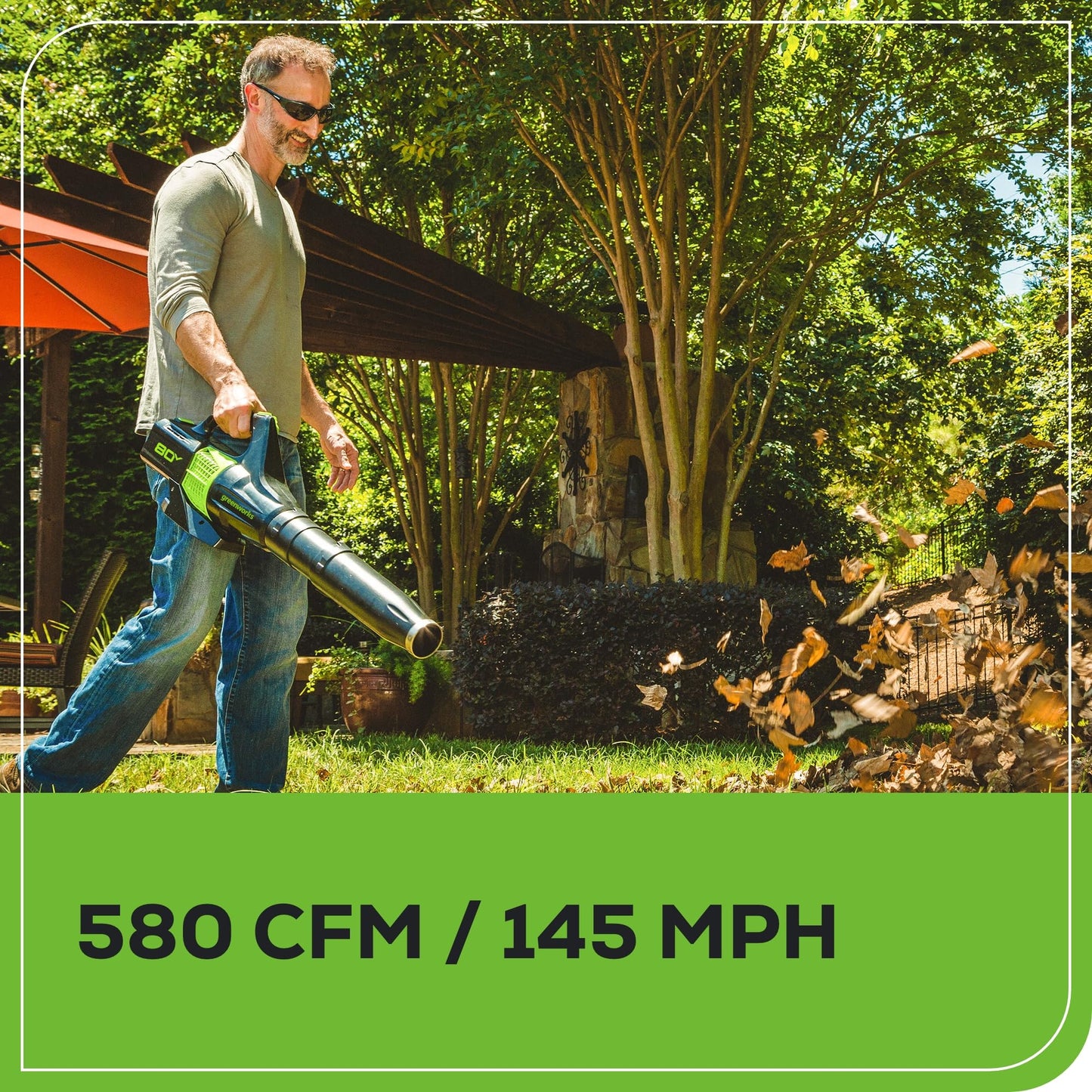 Greenworks 80V 21” Brushless (Self-Propelled) Cordless Electric Lawn Mower + (580 CFM) Axial Leaf Blower (75+ Compatible Tools), 4.0Ah Battery and 60 Minute Rapid Charger, Green and Black