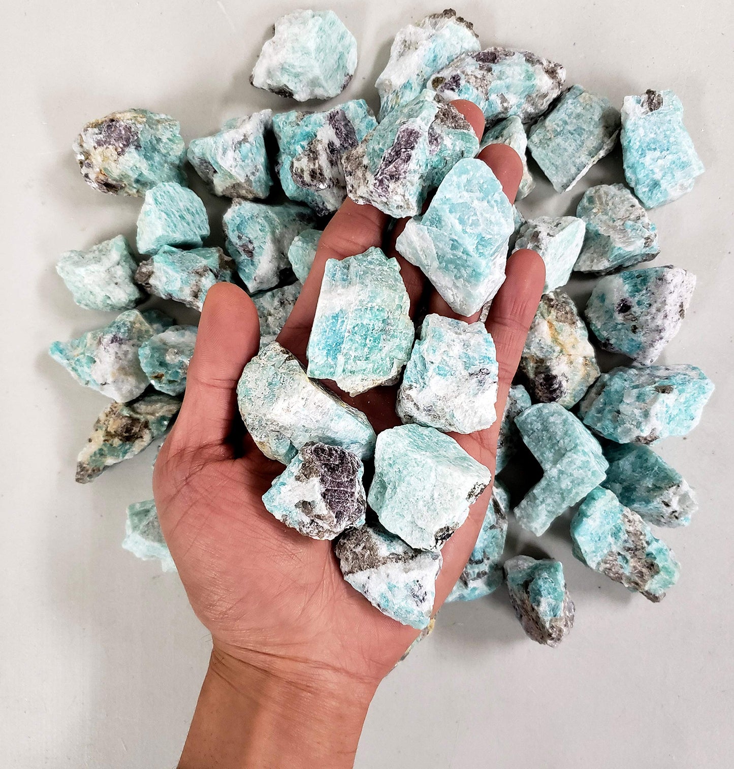 MINERALUNIVERSE 1/2 LB Amazonite Stones - Bulk Amazonite Crystal - Raw Natural Stones & Crystals - Fountain Rocks for Cabbing, Polishing, Wire Wrapping, Reiki, Chakra Crystal Healing