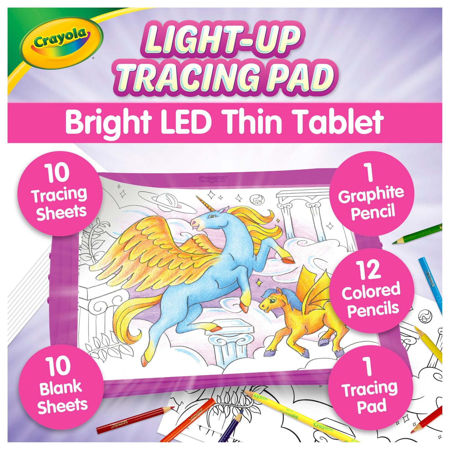 Crayola Light Up Tracing Pad Pink, Best Birthday Gifts for Girls & Boys, 6, 7, 8 Year Olds, Kids Toys, Light Box Art Kit for Kids [Amazon Exclusive]