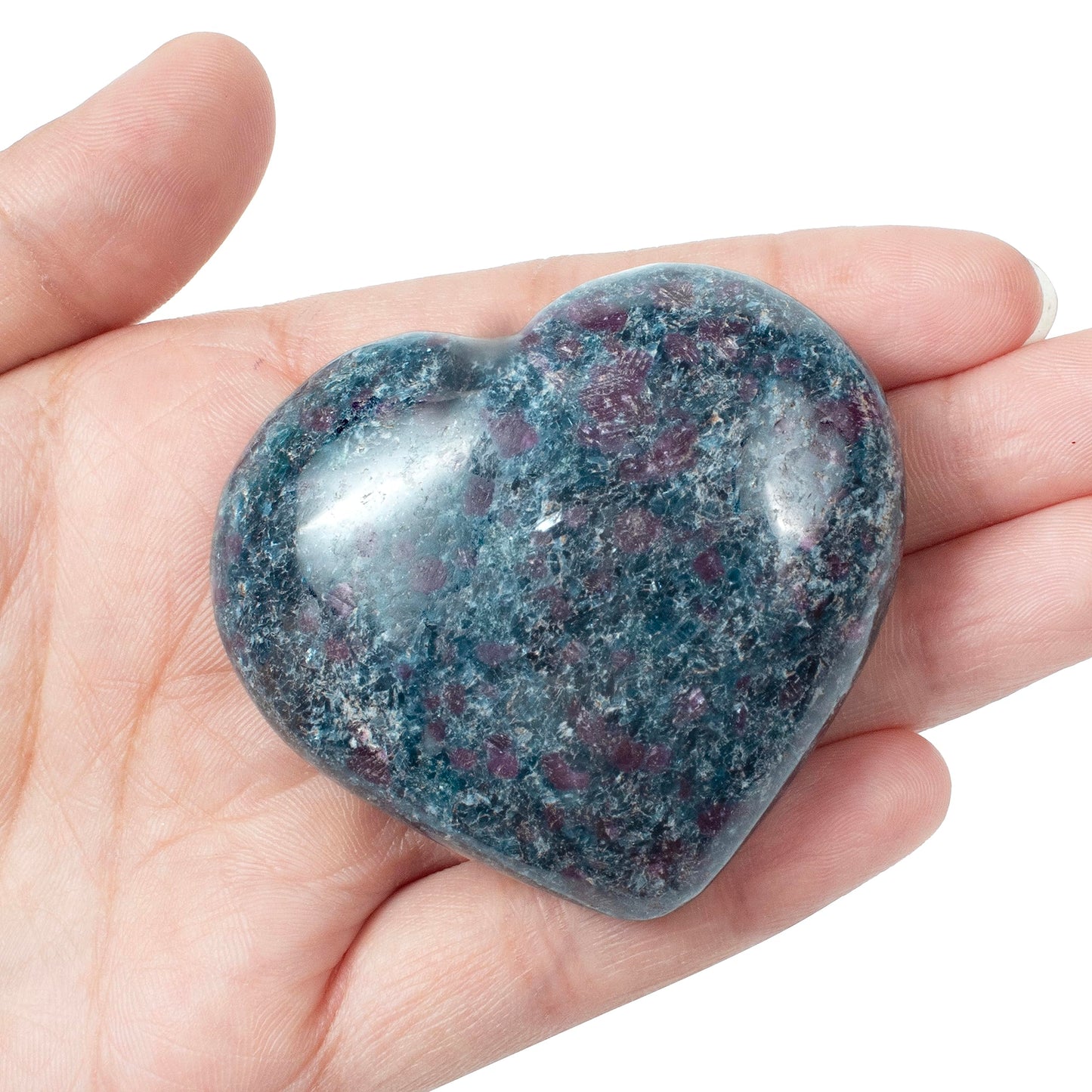 Crocon 50mm Ruby Kyanite Heart Stone Big Heart Shape Puff Stones Set 450+ Carats Pocket Crystal Healing Tumble Collection Palm Stone Good Luck Charm Meditation Gift Craft Home Decor