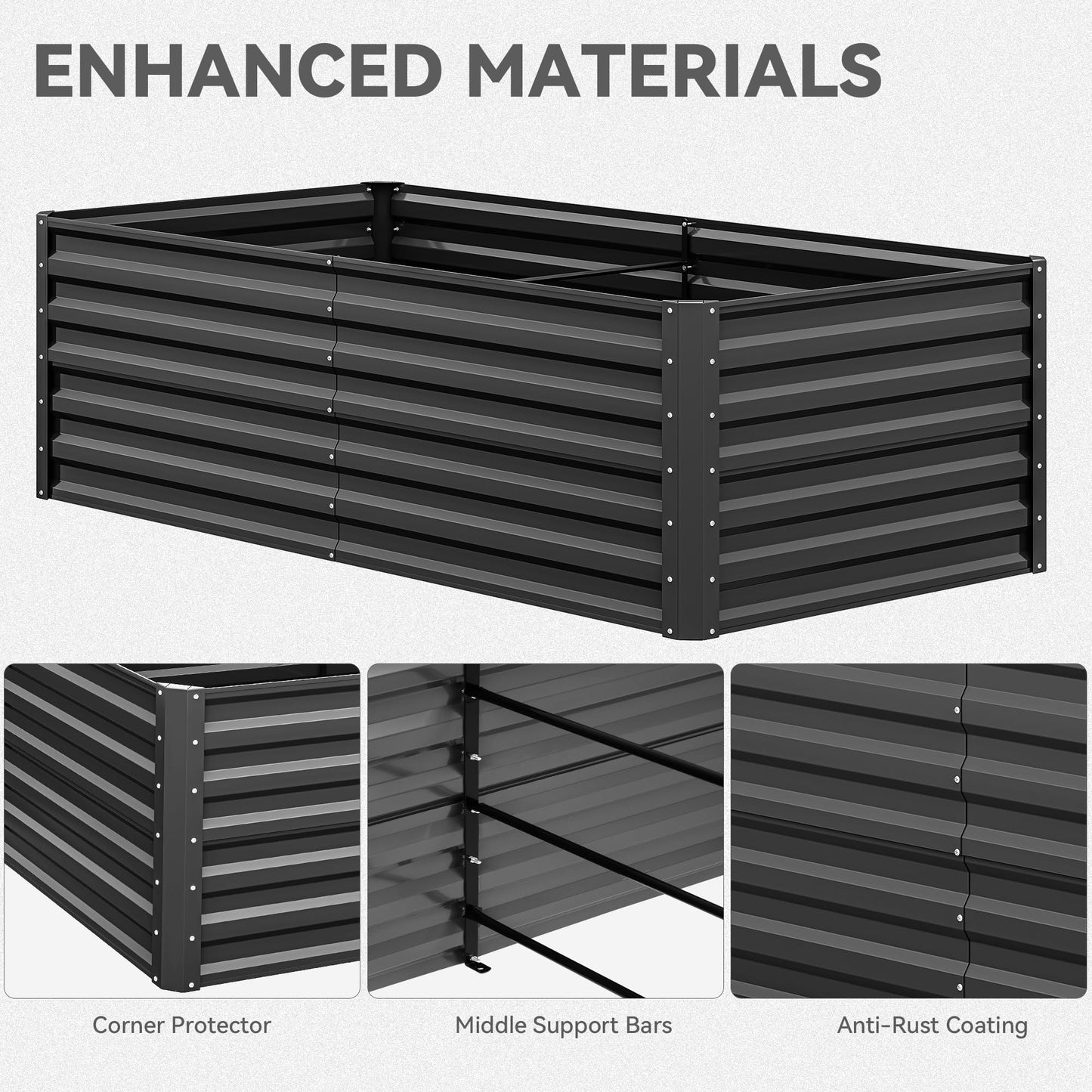 YITAHOME 6x3x2ft Raised Garden Bed Kit, Outdoor Large Metal Patio Planter Box for Plants Vegetables Flowers, Green