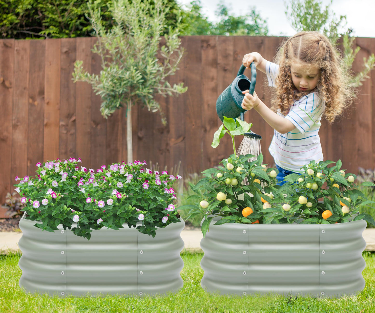 2-Pack 2x1ft Galvanized Raised Garden Bed, Outdoor Planter Bed, Metal Planter Box for Gardening and Planting,LG