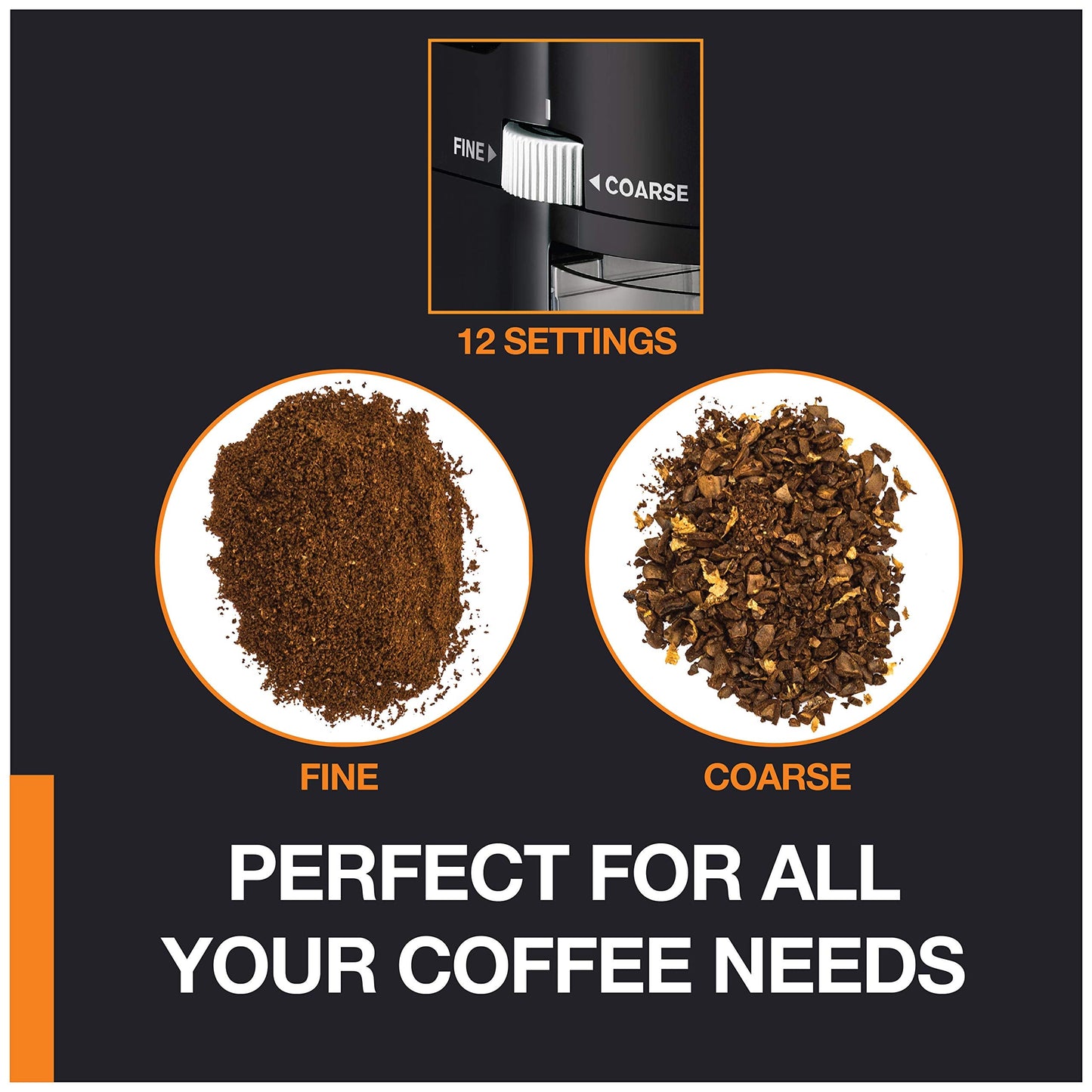 KRUPS Precision Burr Coffee Grinder: 12 Settings, 8 oz Capacity for Drip, French Press, Espresso, Pour Over, Cold Brew - Stainless Steel, 110W, Auto-Stop, Easy Clean - Coffee Grinders for Home Use