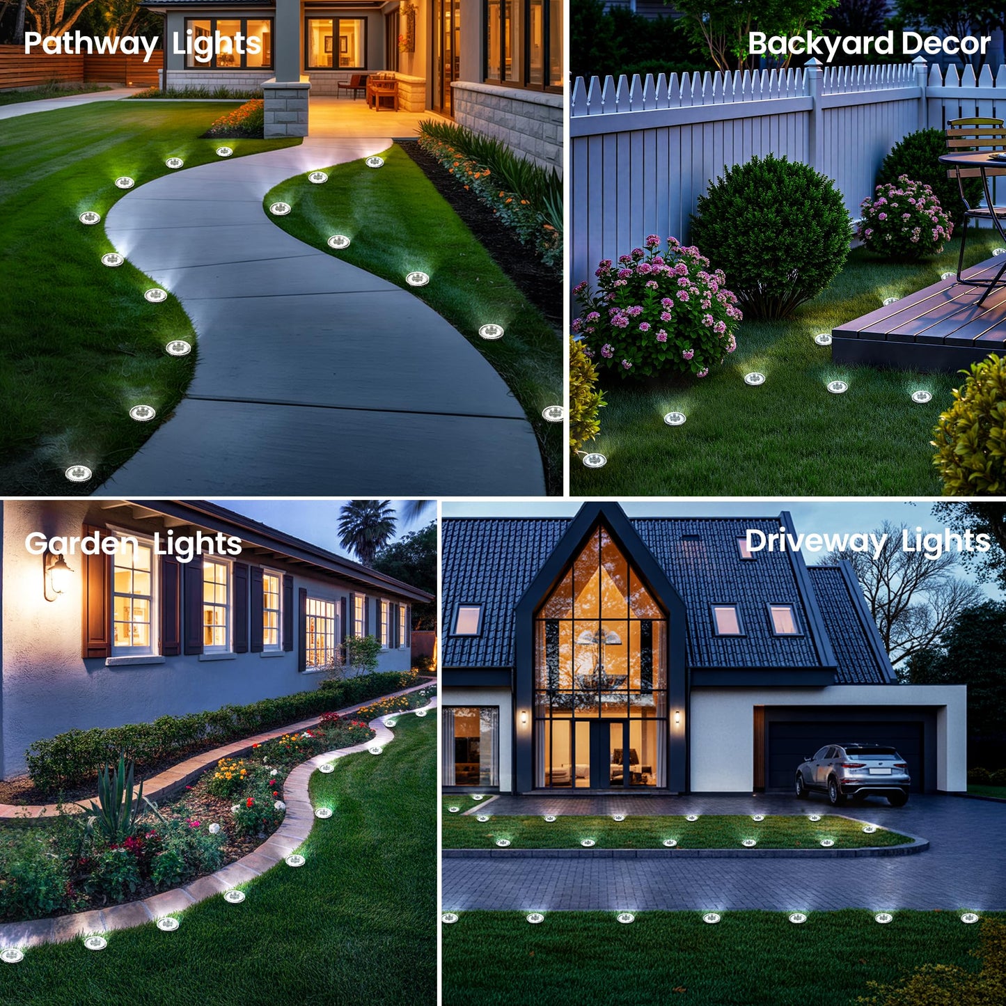 PATIOWIN 16 Pack Small Solar Ground Lights, Pathway Lights Waterproof, Outdoor Solar Light for Garden, Driveway, Walkway, Backyard (Cool White)
