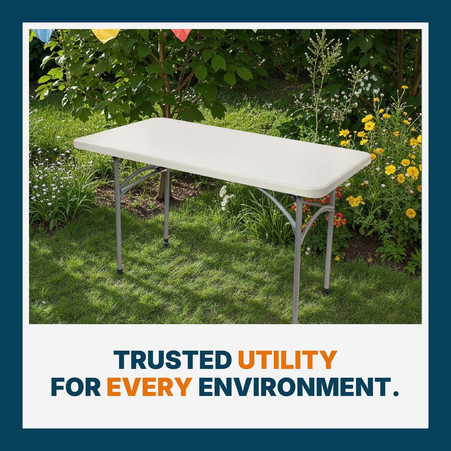 OEF Furnishings OEFBT2448 Utility Series Heavy-Duty Premium Commercial-Grade Indoor/Outdoor Folding Table (24 x 48 in, Rectangular, Speckled Gray Top/Gray Frame)
