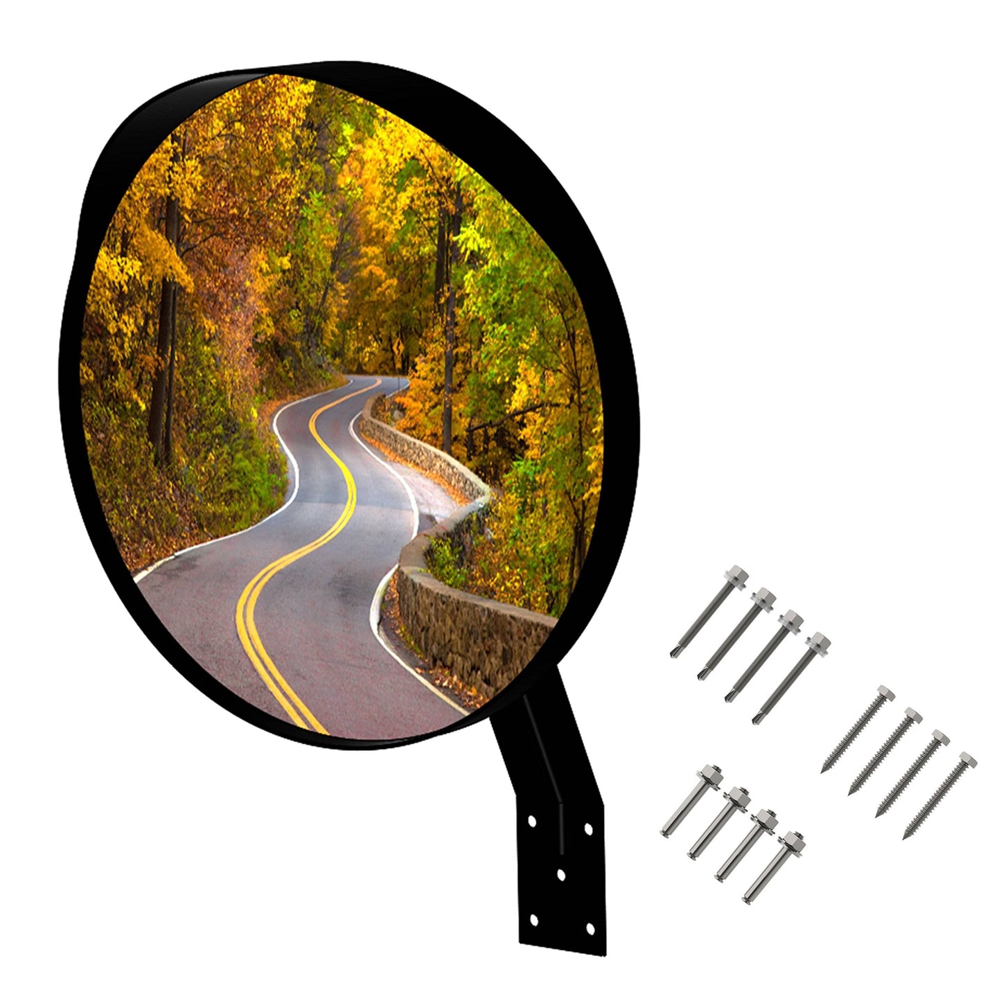 WatchYrBack BLACK 12 inch Convex Mirror, Outdoor or Indoor, Wide Angle View, Curved Traffic Safety and Security Mirror 310 mm