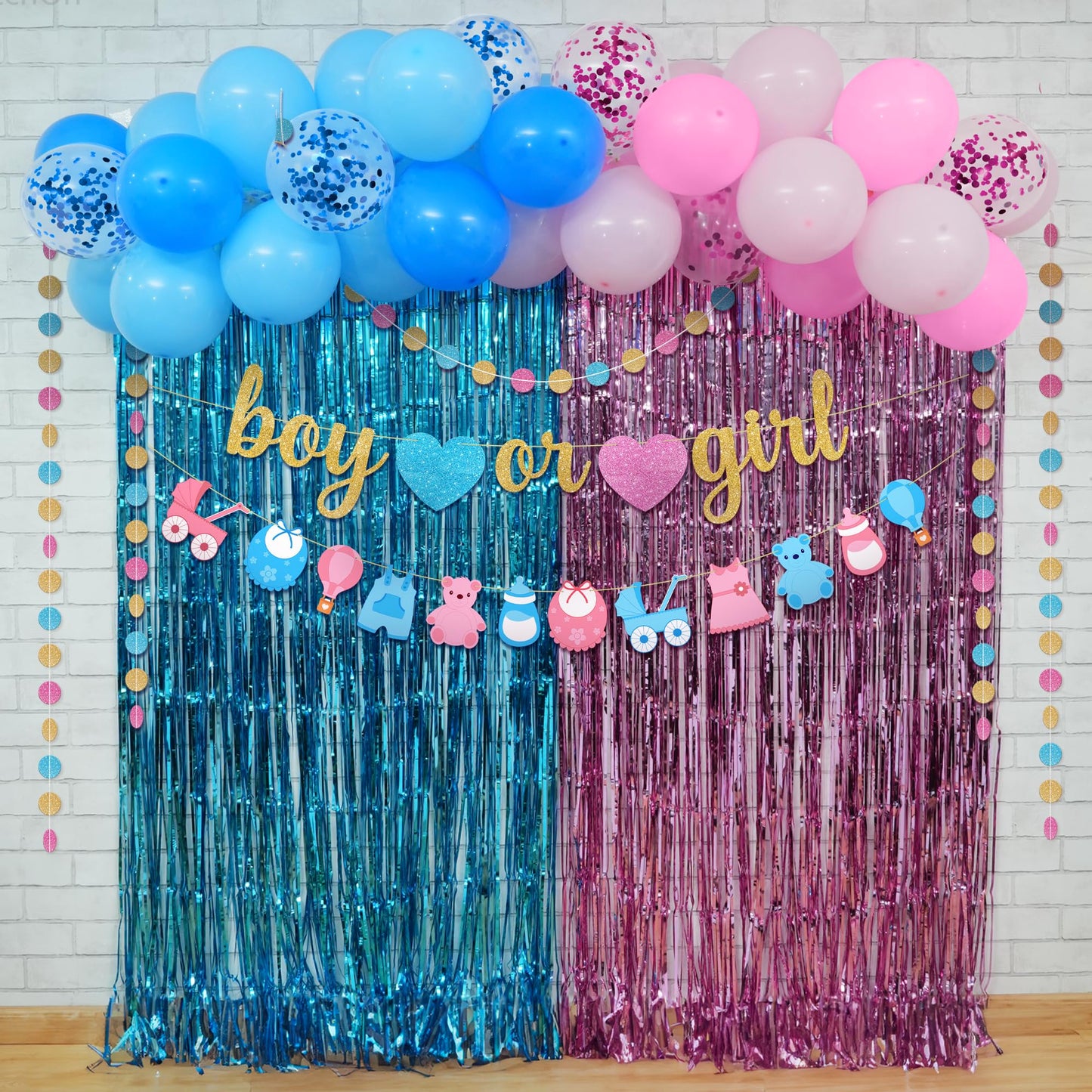 KatchOn, Gender Reveal Decorations Kit - Pack of 40, No DIY | Boy or Girl Gender Reveal Banner | Boy or Girl Baby Shower Decorations | Blue and Pink Gender Reveal Balloon Arch Kit | Boy or Girl Sign
