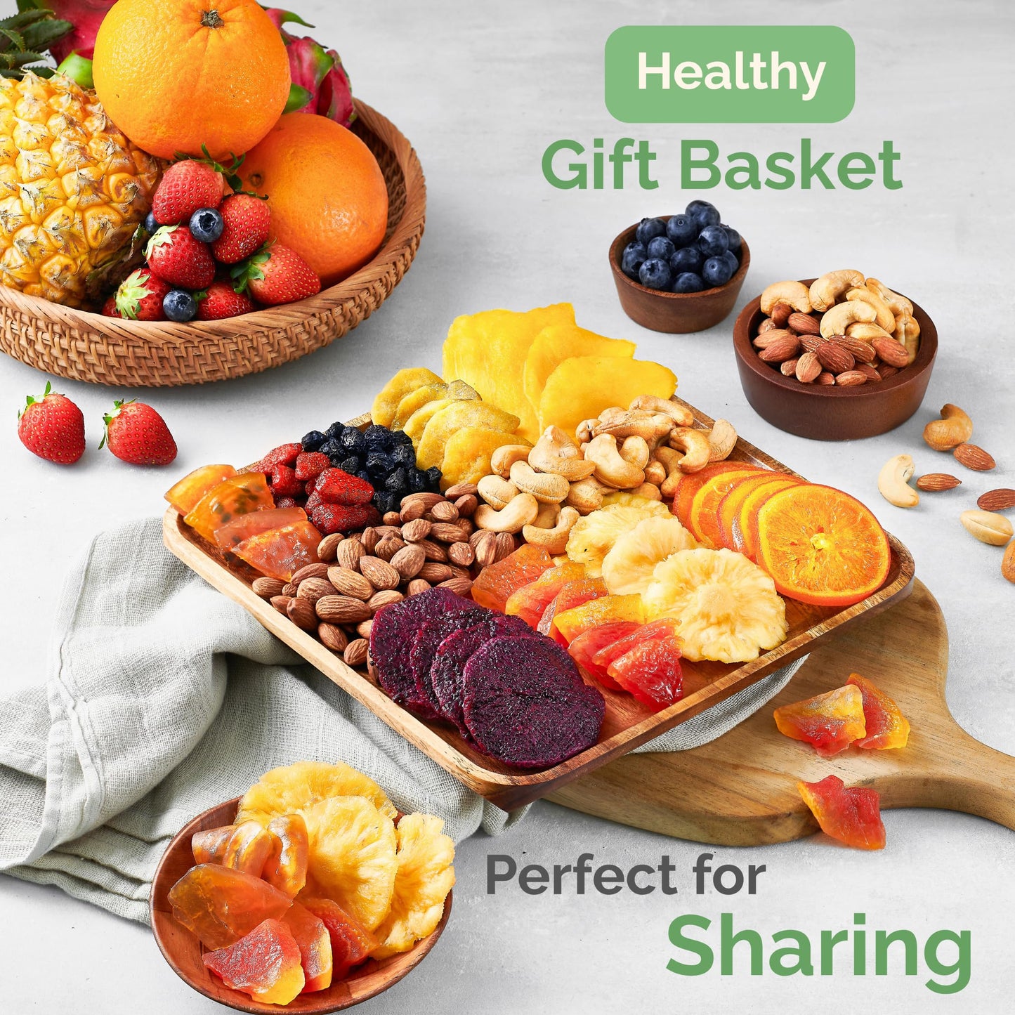 Dried Fruit Gift Basket – 11 Tropical Flavor Mothers Day Gifts for Mom | 20oz Soft Dried Fruit Basket Gift - Dried Fruit and Nuts Gift Basket Dry Fruits Gift Box - Healthy Food Gifts for Women Mom Dad