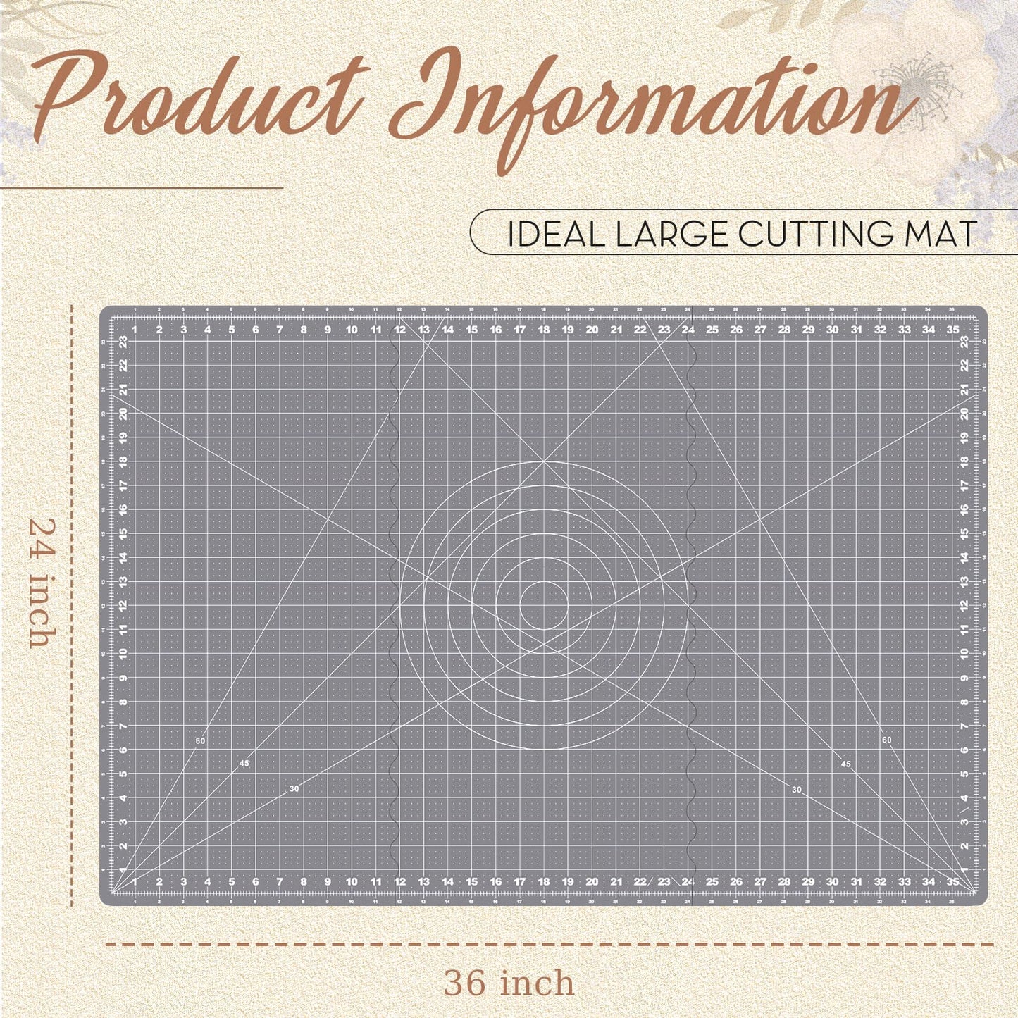 Teenyyou 24" x 36" Self Healing Folding Cutting Mat with Grid for Quilting, Sewing, Craft Hobby Board Sewing Cutting Mat for Quilting, Leather, Fabric, Crafting, Scrapbooking, Art, Clay