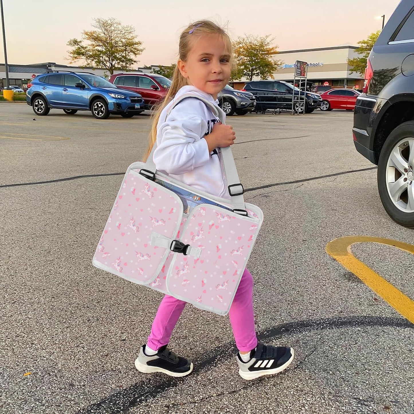 MENZOKE Kids Travel Tray for Toddler Car Seat, Toddler Gift for Girl Activities with Dry Erase Board & iPad Holder Stand,Road Trip Essentials Accessories Lap Tray for Girl as Birthday Gift,LightPurple