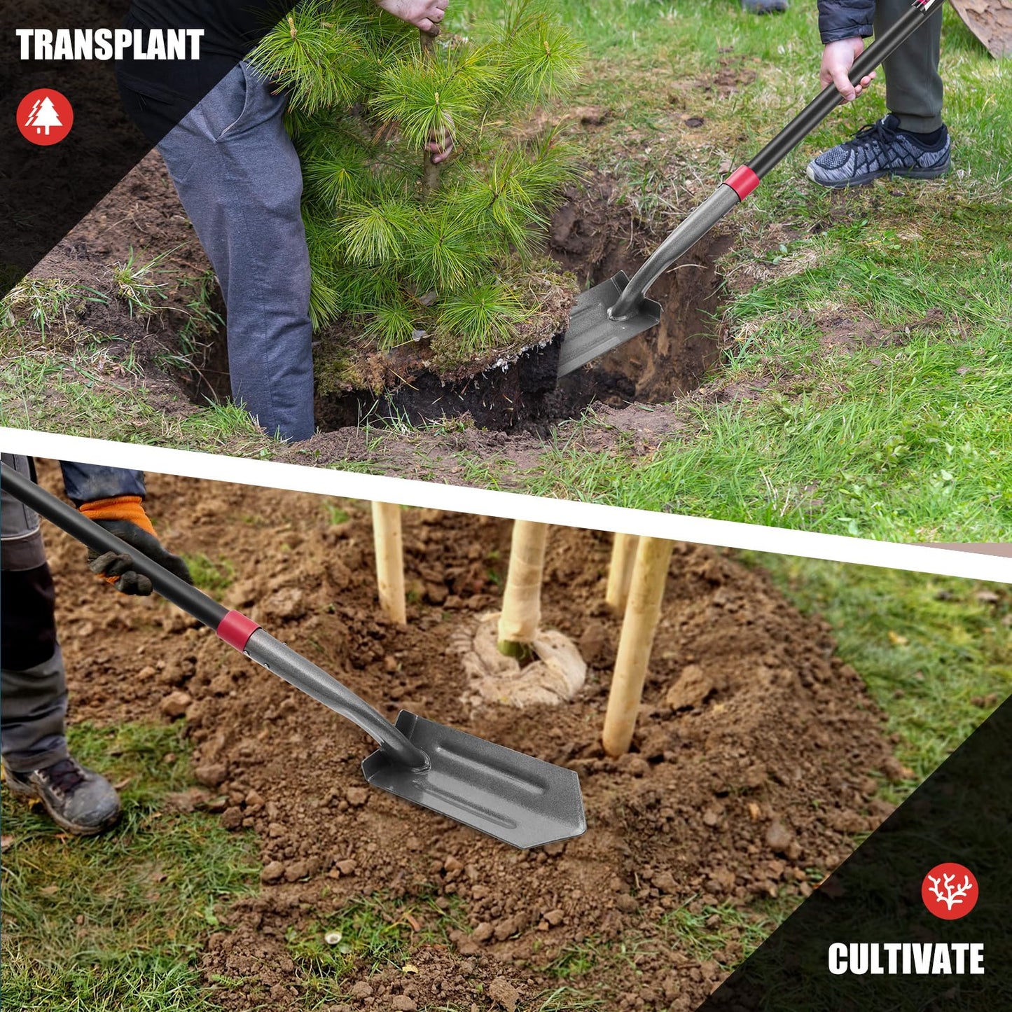 HANTOP 4-Inch Trench Shovel Trenching Spade Irrigation Shovel Narrow Spade Trench Digger Tool,57 inches
