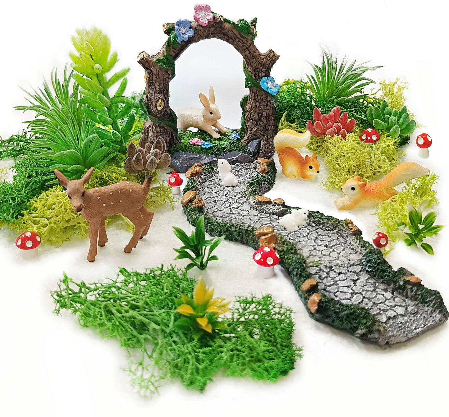 QuarenDen Fairy Garden Accessories, 27 Pcs, Fairy Garden Kit, Fairy Garden Walkway Path, Miniature Garden Figurines, Micro Landscape Ornaments for DIY Craft