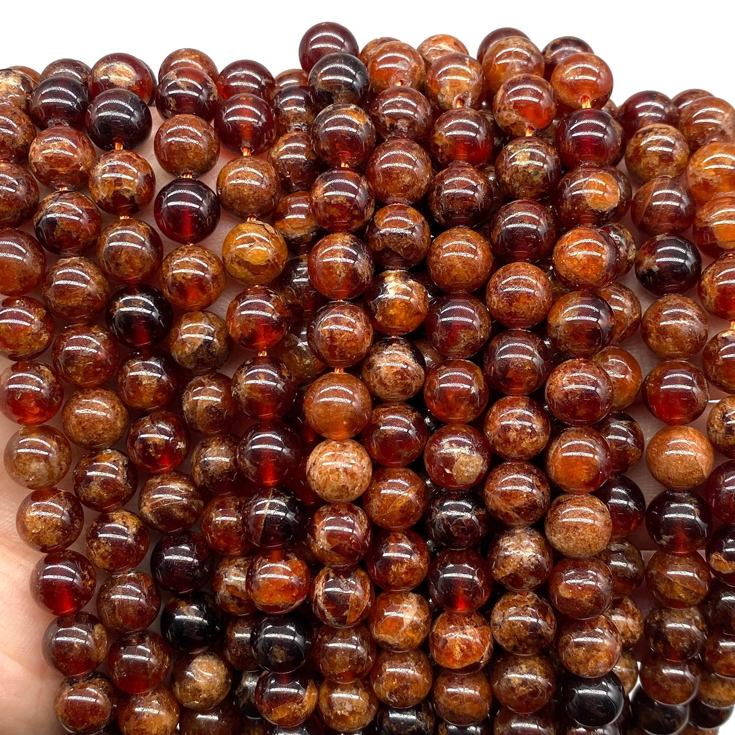 ABCGEMS Madagascan Amber-Orange Hessonite Garnet Beads (Rare Brownish Orange Color) Healing Energy Jewelry Making Smooth Round 10mm