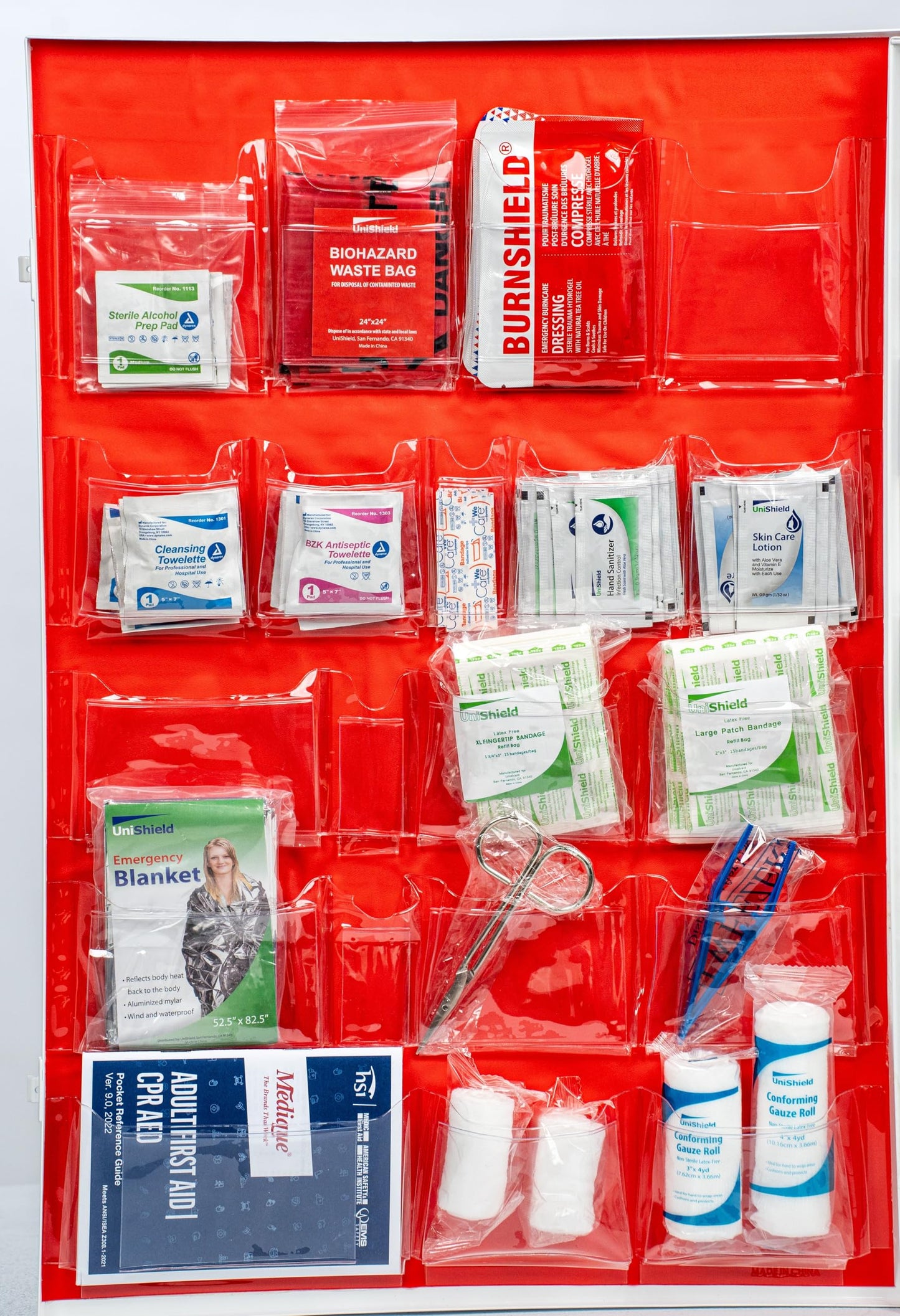 UniShield 4-Shelf Metal 1st Aid Cabinet Class A, Large Capacity First Aid Wall Mount Medicine Cabinet, Secure Metal Med Box with Easy Access, Exceeds OSHA/ANSI Z308.1 2015, Over 775-Pieces