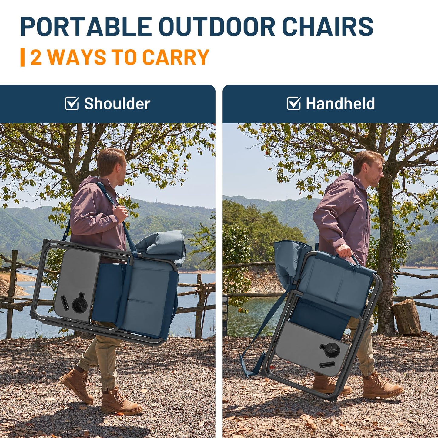 Timber Ridge XXL Director’s Chair – Heavy Duty Folding Camping Chair for Adults, 500 lb Capacity, Extra Wide Padded Seat for Camping, Sports, Lawn, Courtyard, and Outdoor Use, Blue
