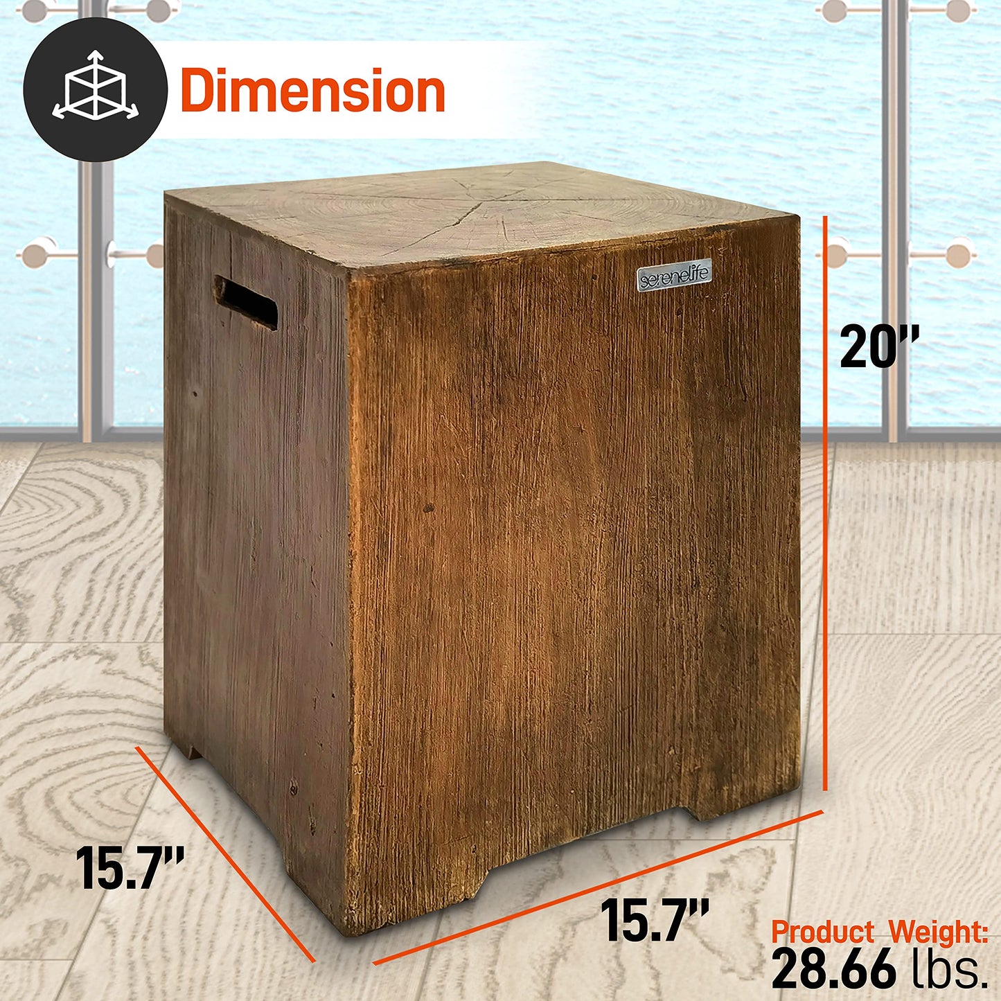 Outdoor Propane Gas Tank Holder - Wood-grain Propane Tank Holder - Holds 20 Lbs. Clean Burning Propane Gas Tank - Works with SLCNX76 and SLFPLG9 Outdoor Propane Fire Pit Table - SereneLife SLGASCV