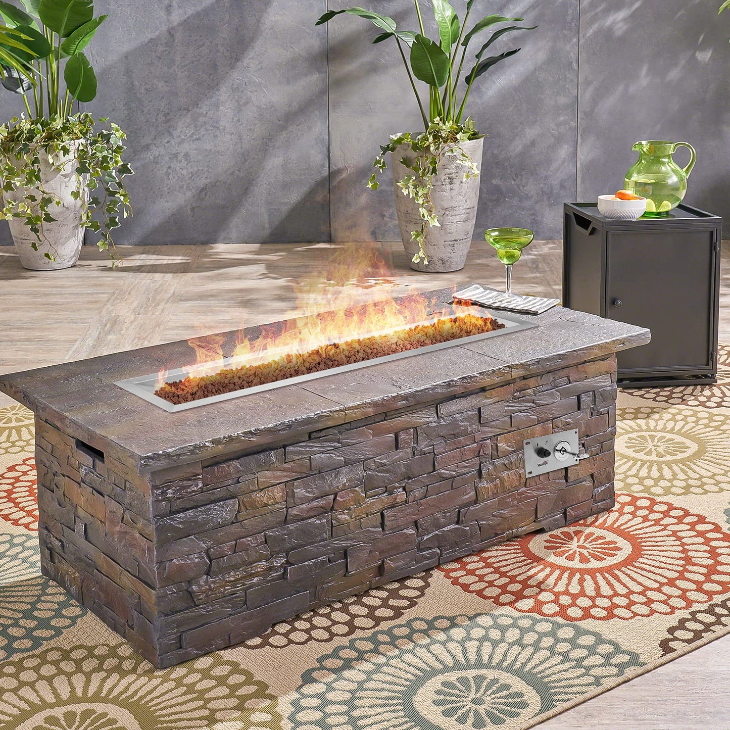 Stanbroil 36 x 12 Inch Rectangular Drop-in Gas Fire Pit Kits with All Accessories Required for DIY Fire Pit Project, Propane Gas Version, 150,000 BTU’s Max