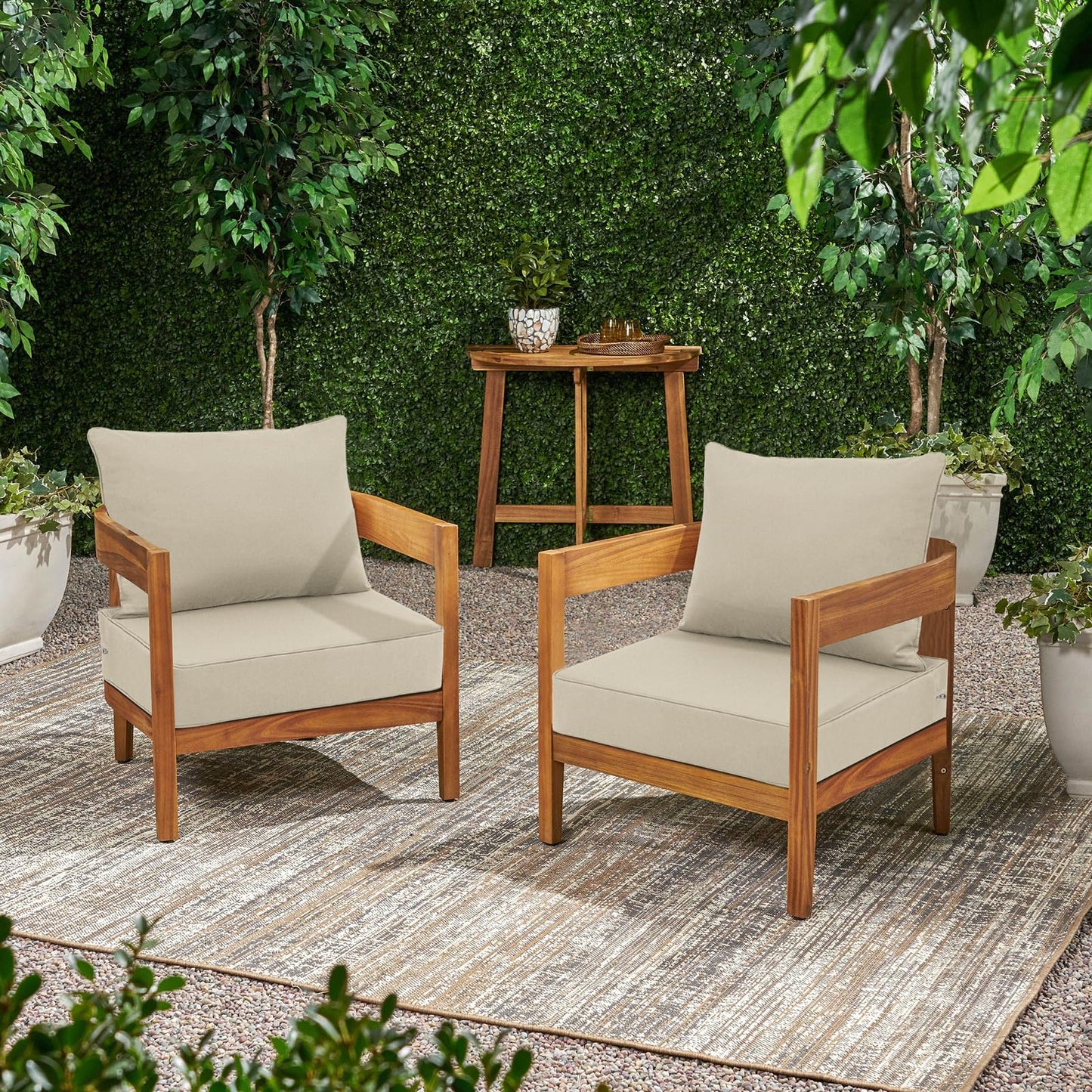 Favoyard Outdoor Seat Cushion Set 24 x 24 Inch Water-Resistant & Fade-Resistant Patio Furniture Cushions with Removable Cover Deep Seat & Back Cushion with Tie Straps for Chair Sofa