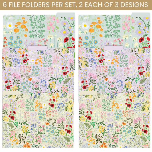 bloom daily planners Garden Party Office Supplies Bundle - 6x9 To Do List Book, XL Desk Pad Mat, & 6-Pack Decorative File Folders - Pretty Floral Print Essentials for Home, Work, or School