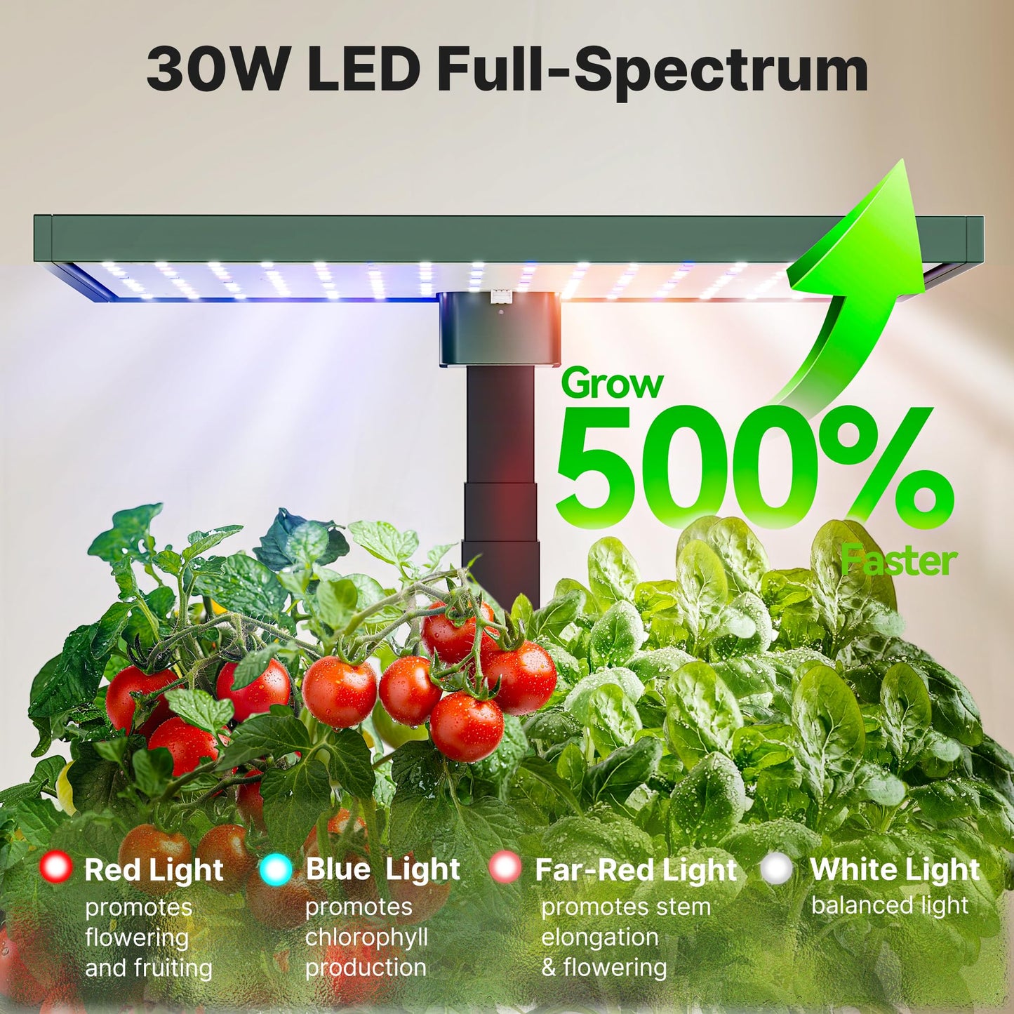 SUNCOZE 20 Pods Hydroponics Growing System Kit, Indoor Herb Garden with Grow Light 30W, 10L Large Water Tank with Adjustable Height to 25", Quiet Pump, Gardening Gifts, Green