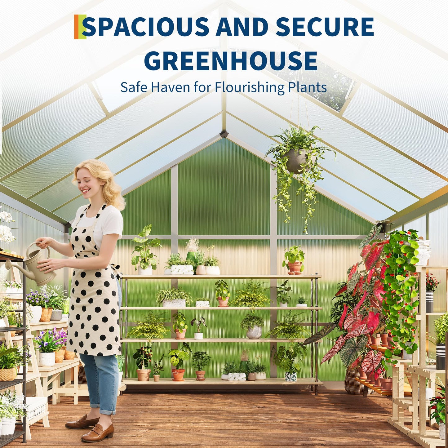 IDEALHOUSE 6×10 FT Greenhouse, Large Walk in Greenhouses for Outdoors and Garden Planting, Polycarbonate Greenhouse with Enhanced Aluminum Frame, Green Houses with Quick Setup Structure and Roof Vent