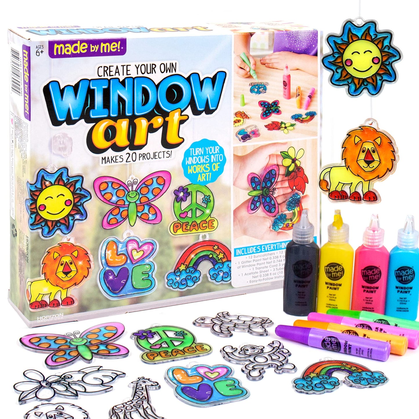 Made By Me Create Your Own Window Art, Paint Your Own Suncatchers, DIY Arts & Crafts Idea, Craft Kits for Kids, Crafts for Kids & Toddlers, Toddler Arts and Crafts