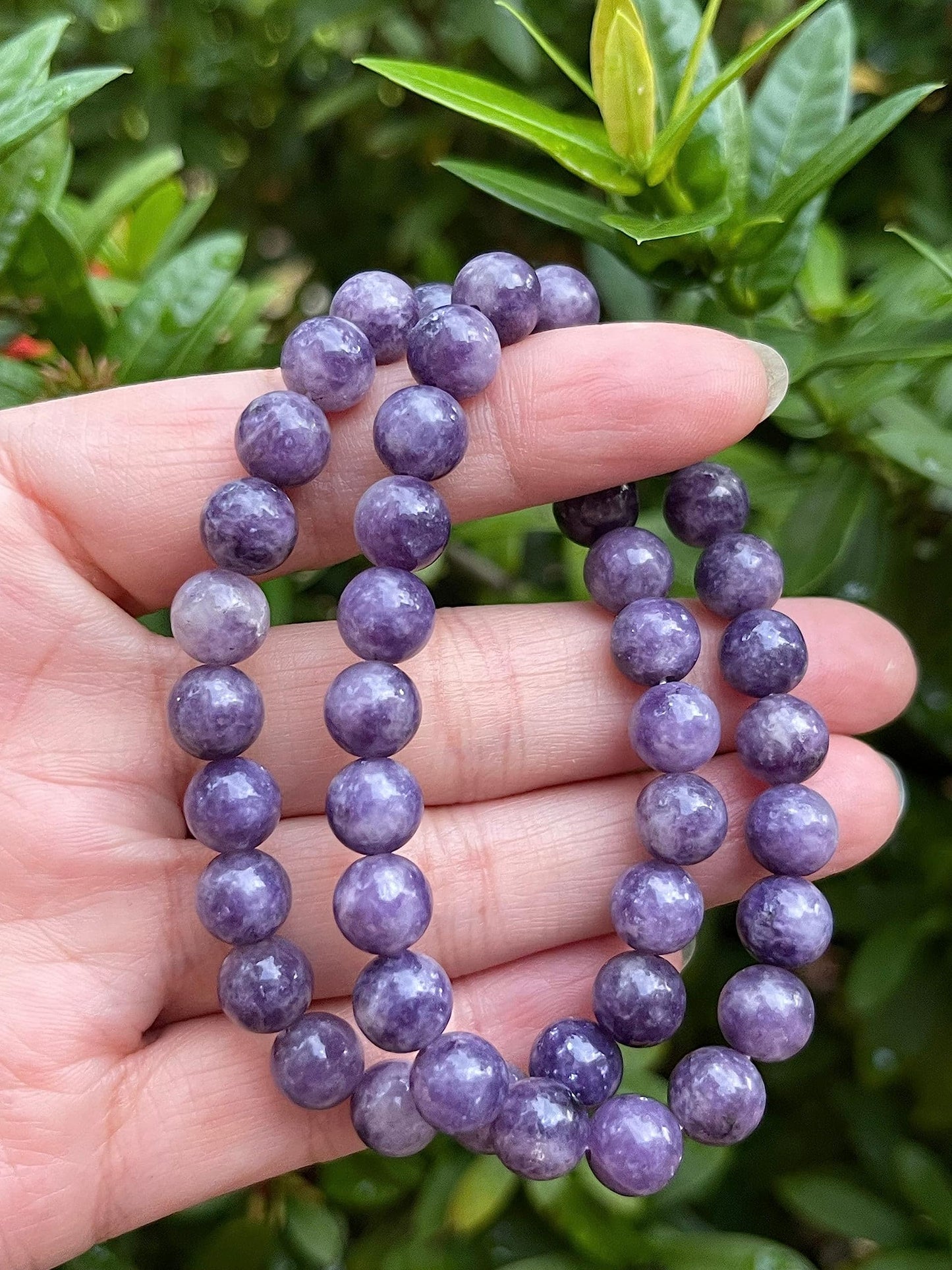 GAF TREASURES Lepidolite Crystal Bead Bracelet 8mm, Genuine Lepidolite Stretch Gemstone Bracelet, Healing Crystal Bracelet, Gift for Men & Women (1)