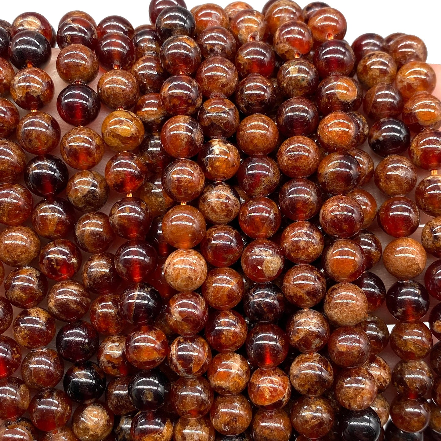ABCGEMS Madagascan Amber-Orange Hessonite Garnet Beads (Rare Brownish Orange Color) Healing Energy Jewelry Making Smooth Round 10mm