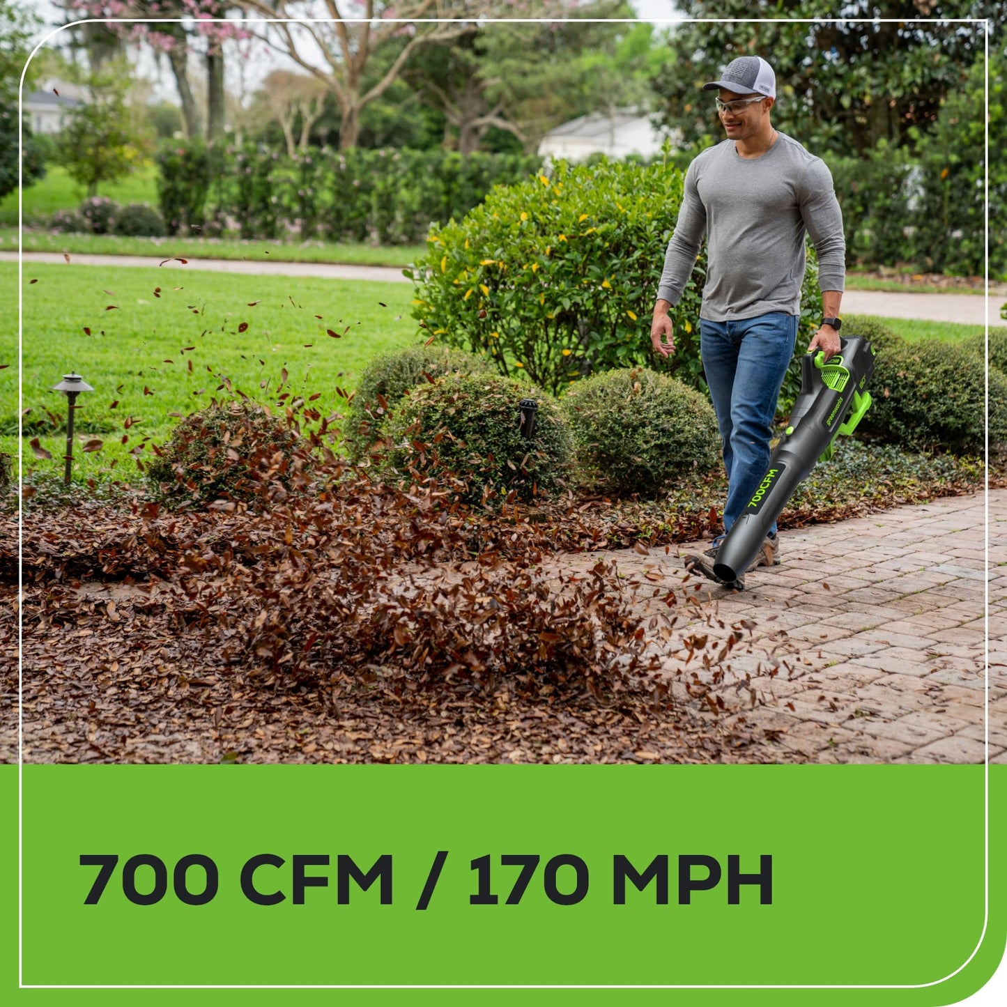 Greenworks 80V (700 CFM / 170 MPH) Brushless Cordless Leaf Blower, Commercial-Grade Power, 40-Min Rapid Charger for Wet Leaves, Heavy Debris, Gravel and Driveway Snow, Includes 2.5Ah Battery & Charger