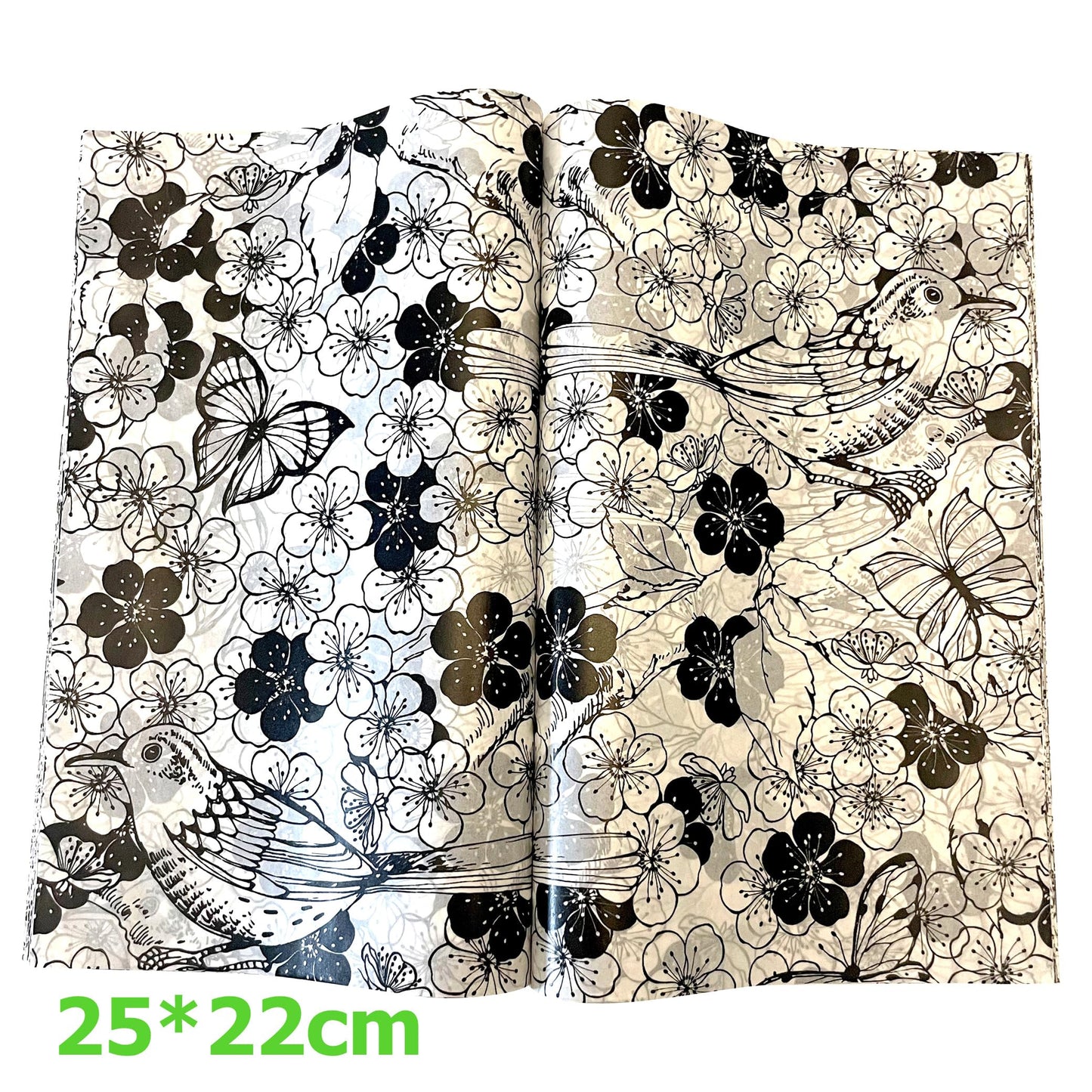 Suiwen 150pcs Summer Black and White Floral Wax Paper Sheets Sandwich Wrapping Paper, Greaseproof Wrap Parchment Papers Air Fryer Disposable Liner Food Basket Liners for Outdoor Picnic