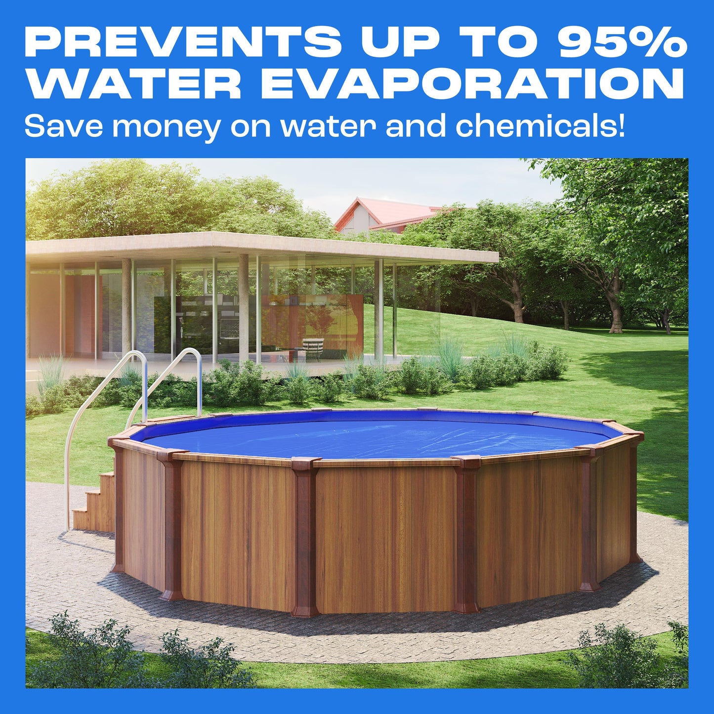 Sapphire Series Round Solar Pool Cover - Extra Durable 16-Mil Polymer Micro Bubble for 24 ft Round Above Ground Pool by Yankee, Keeps Water Warm, Prevents Loss, Weatherproof Solar Blanket