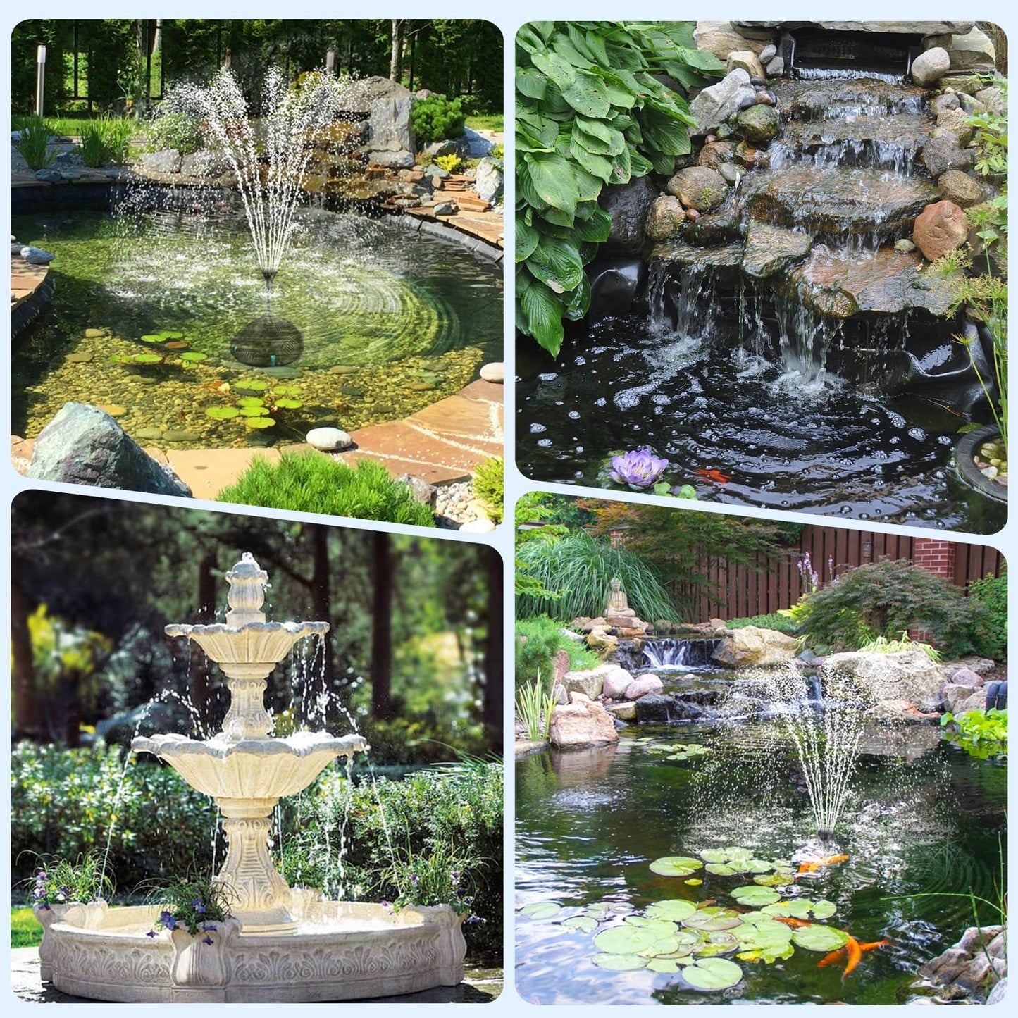 POPOSOAP Pond Filter Pump Fountain Kits with UV Clarifier, 660GPH/40W Pond Pump and Filter Kit for Outdoor Ponds Clearing Koi Pond Garden Fish Tank Aquarium Water Features