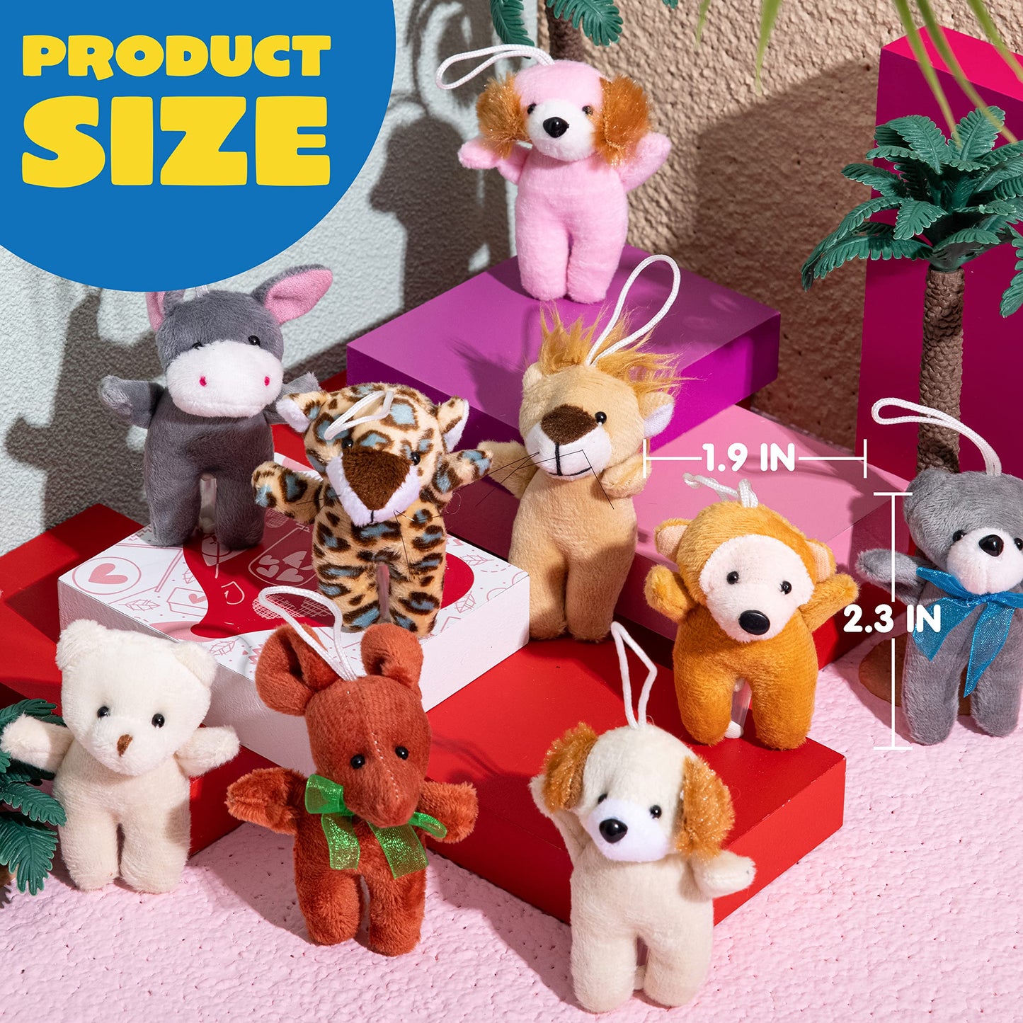 JOYIN 24 Pcs Mini Animal Plush Toys (24 Units 3" Each), Stuffed Animal Bulk for Kids Birthday Party Favors, Presents, Pinata Fillers, Goodie Bag Fillers, School Prizes, Carnival Treasure Box Toys