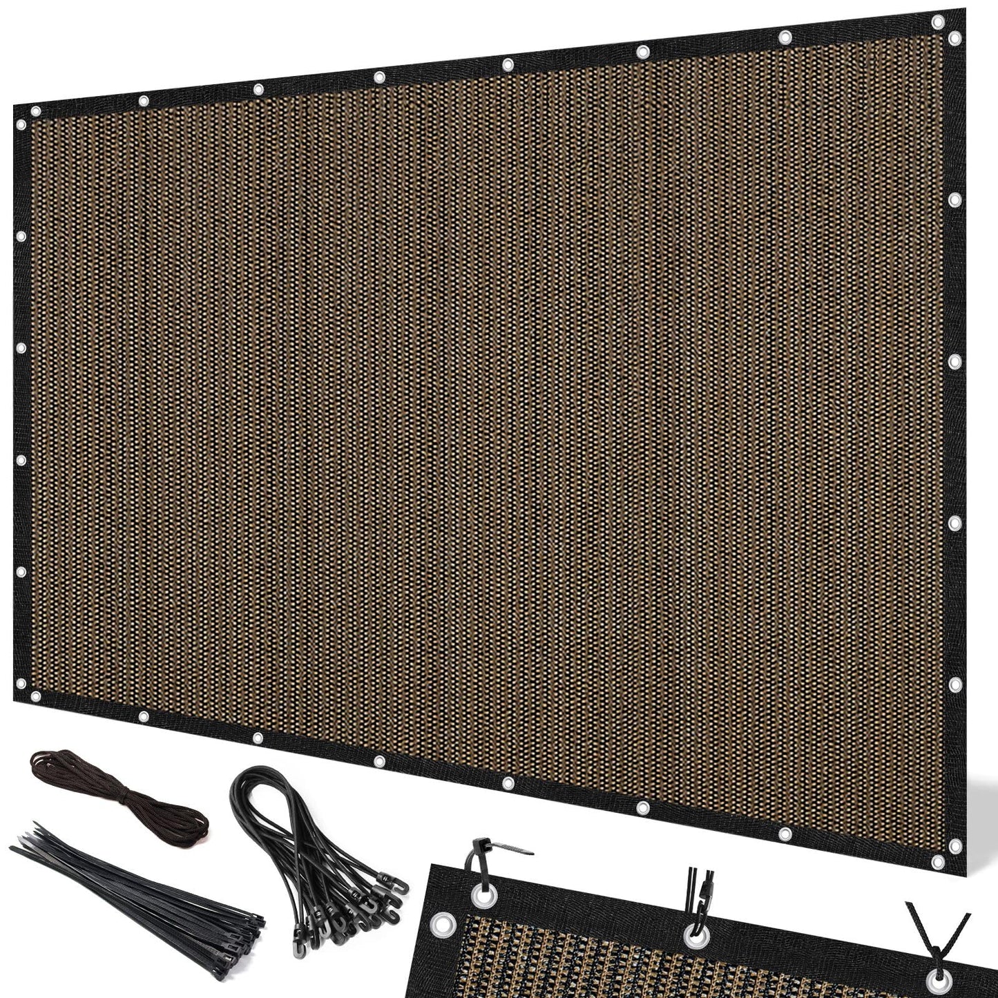 Artpuch 90% Sun Shade Cloth, 10 x 10 FT Pergola Shade Cover Canopy with Grommets, Sun Screen Fabric Tarp for Patio, Outdoor, Garden, Backyard, Mocha
