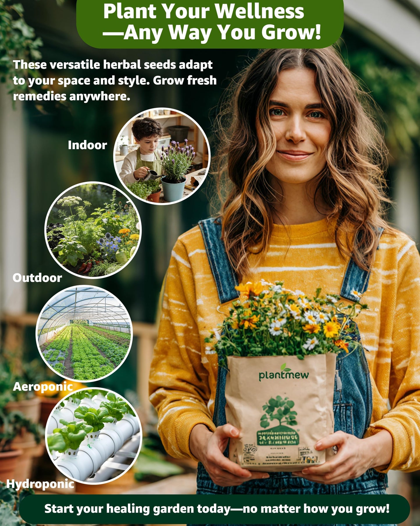 Medicinal Herb Seeds Variety Pack - 36 Non-GMO Herbal Tea Garden Seeds: Chamomile, Lavender, Echinacea, Yarrow, Mugwort for Planting Indoor & Outdoor, Apothecary & Homesteading Supplies