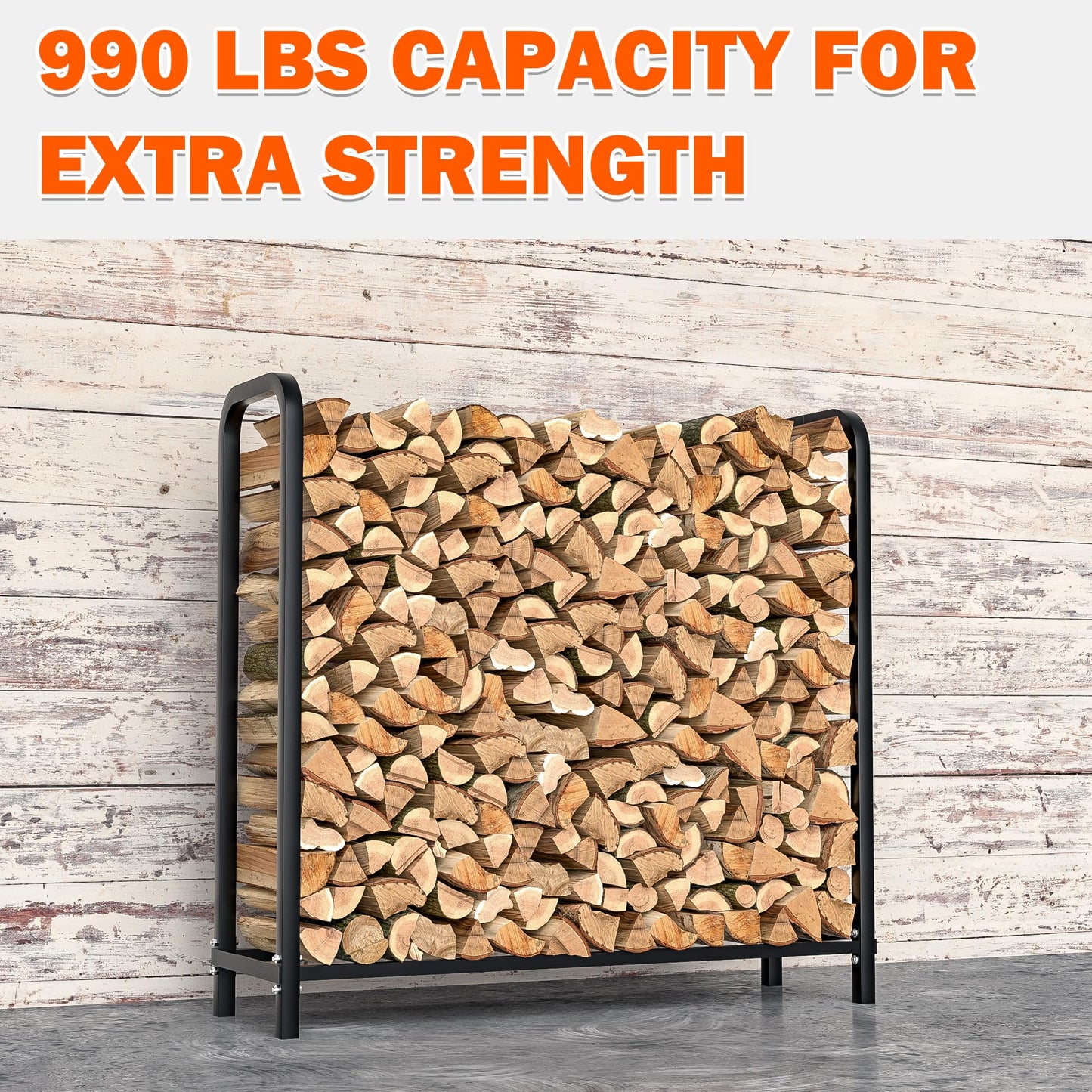 Ultrawall 4ft Firewood Rack with Waterproof Cover, Heavy Duty Log Holders for Firewood Indoor/Outdoor, Wood Storage Lumber Rack