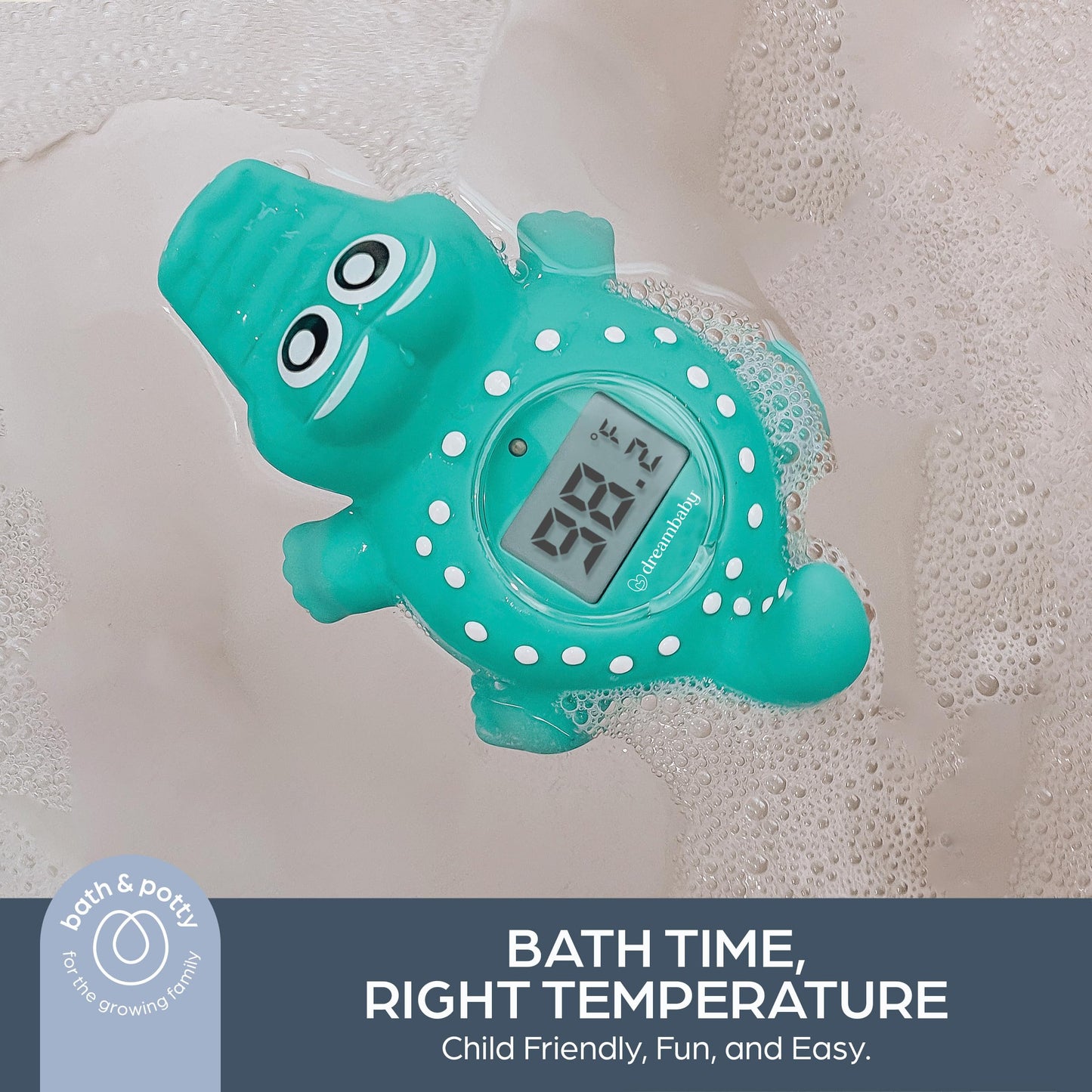 Dreambaby Floating Crocodile Bath Thermometer - Water Temperature Monitoring for Newborns, Infants, Toddlers - Croc Toy with Fahrenheit Display